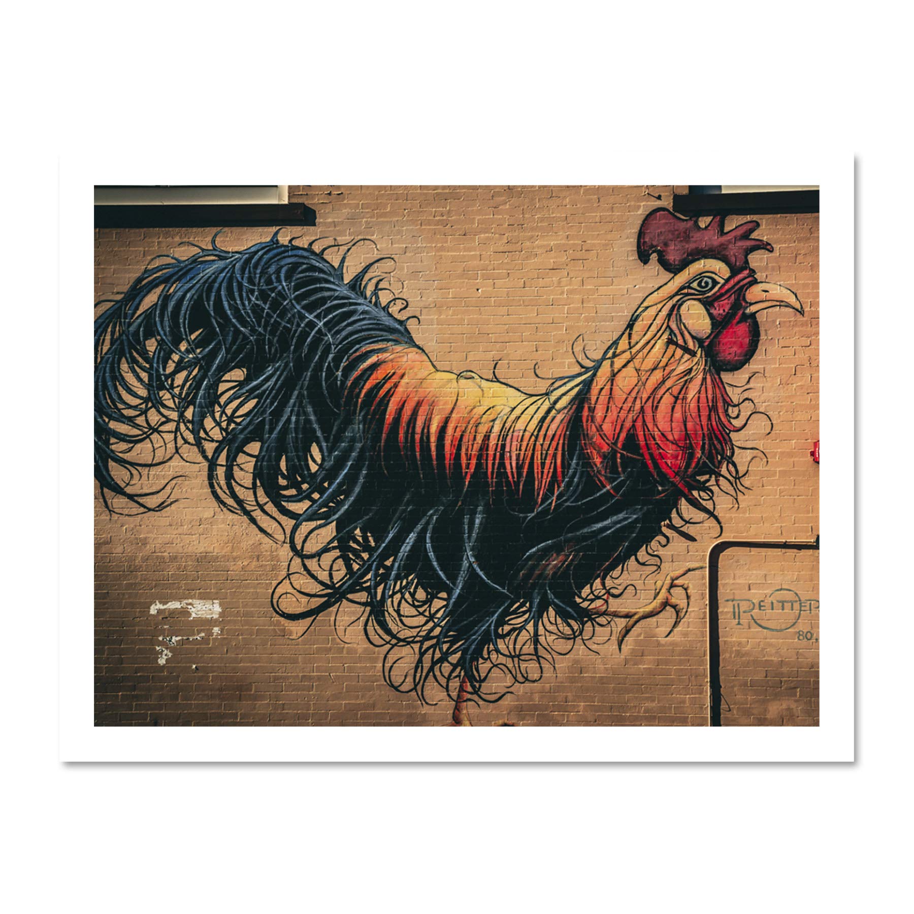 Moran Graffiti Chicken Rooster Wall Street Large Framed Art Print Poster Wall Decor 18x24 inch