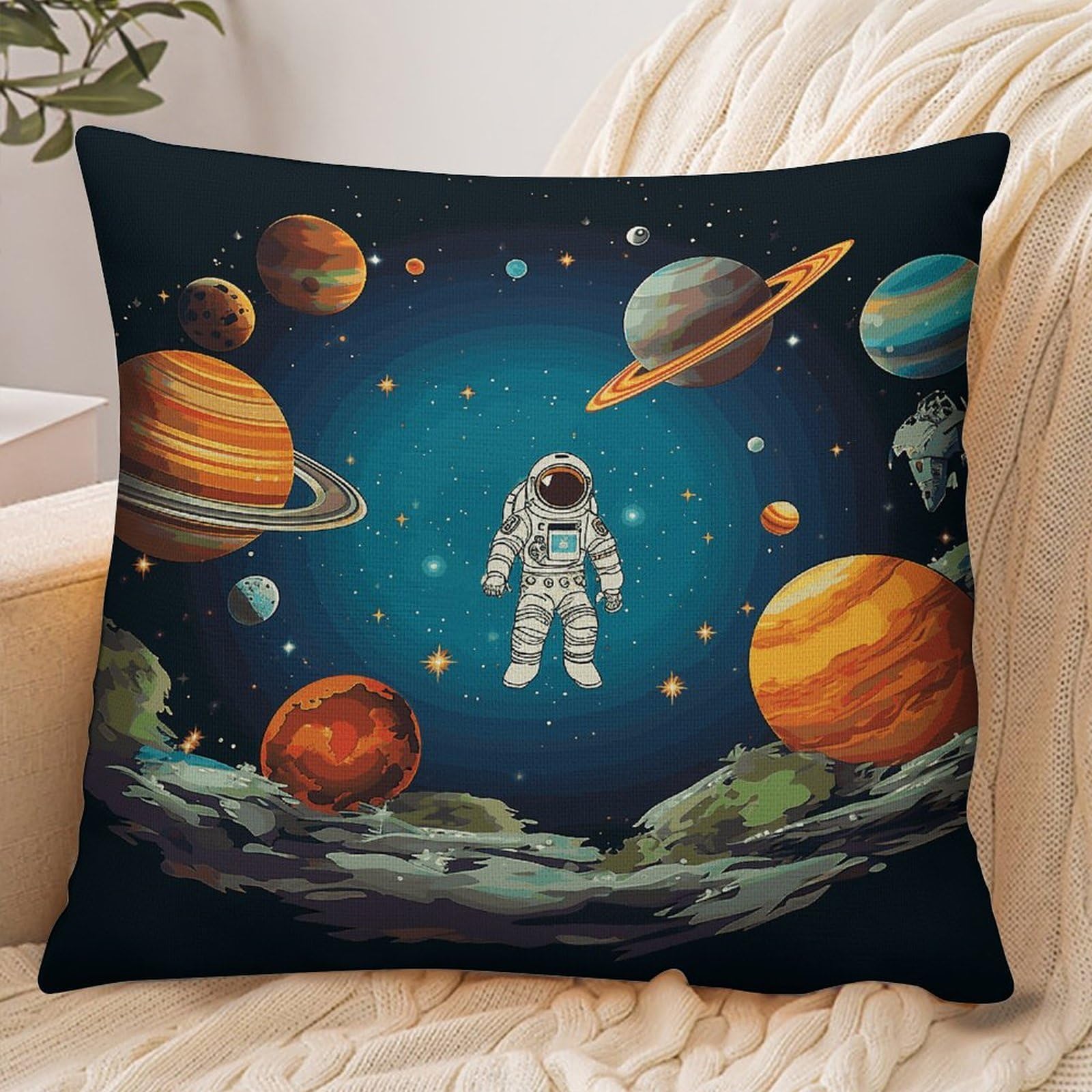 Fekiloot Style Outer Space Rocket Astronaut Pillowcase Pillow Sham Pillow Case