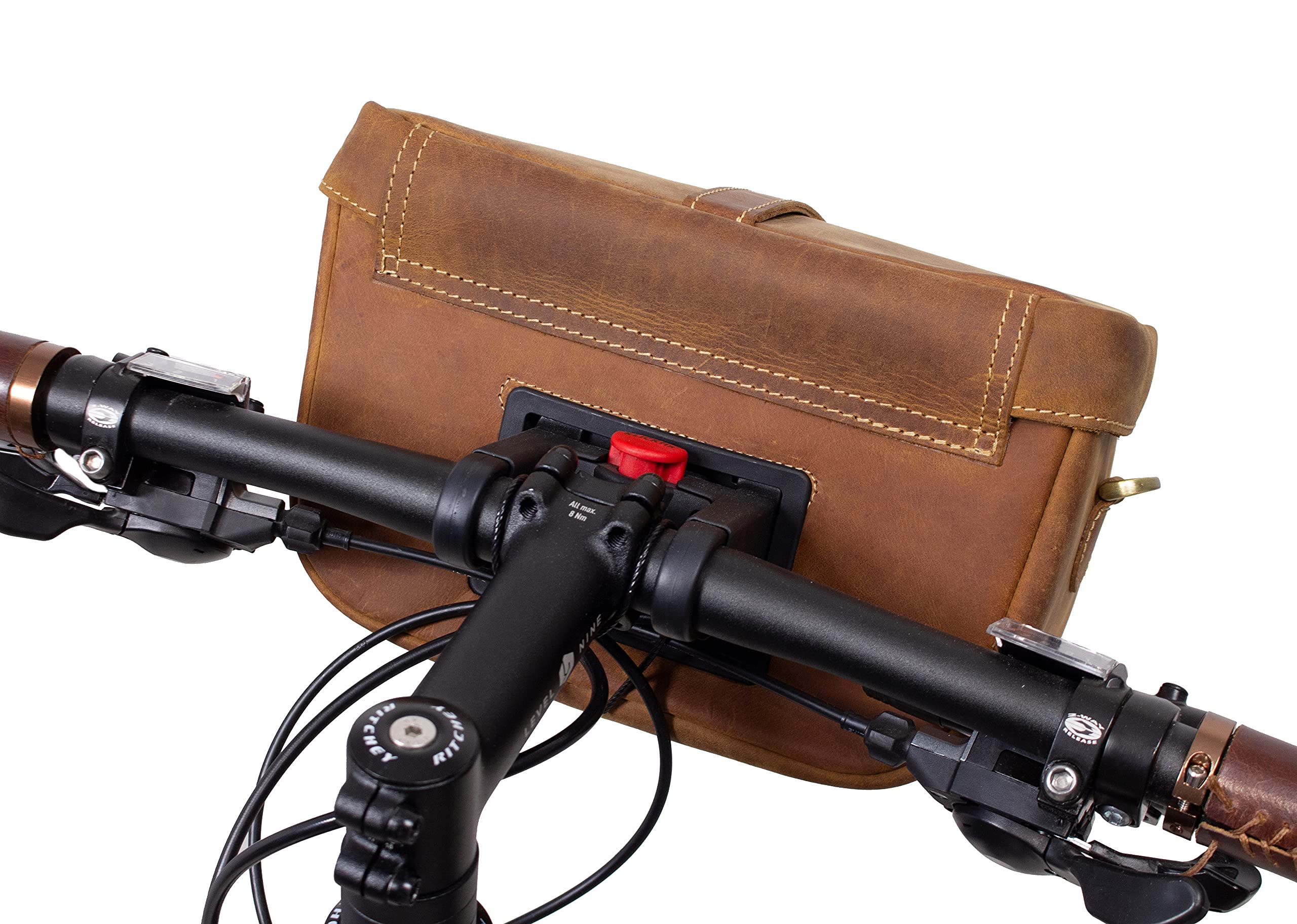 Gusti Sacoche Guidon Cuir - Sac pour Vélo Sac à Bandoulière Sac en Cuir Vintage - Taille Unique - Marron - Compatible avec Bicyclette