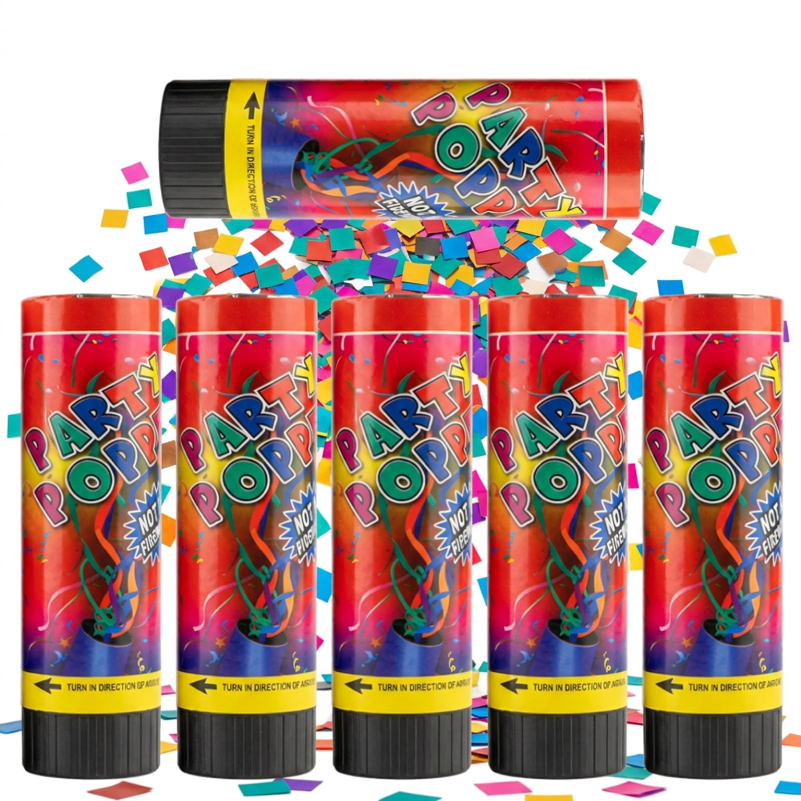 Confetti Cannons, 6-Piece Set of Party Poppers and Confetti Cones for Wedding Proposals and Birthday Celebrations, Ideal for Social Media Content Creation and New Year Countdown Events