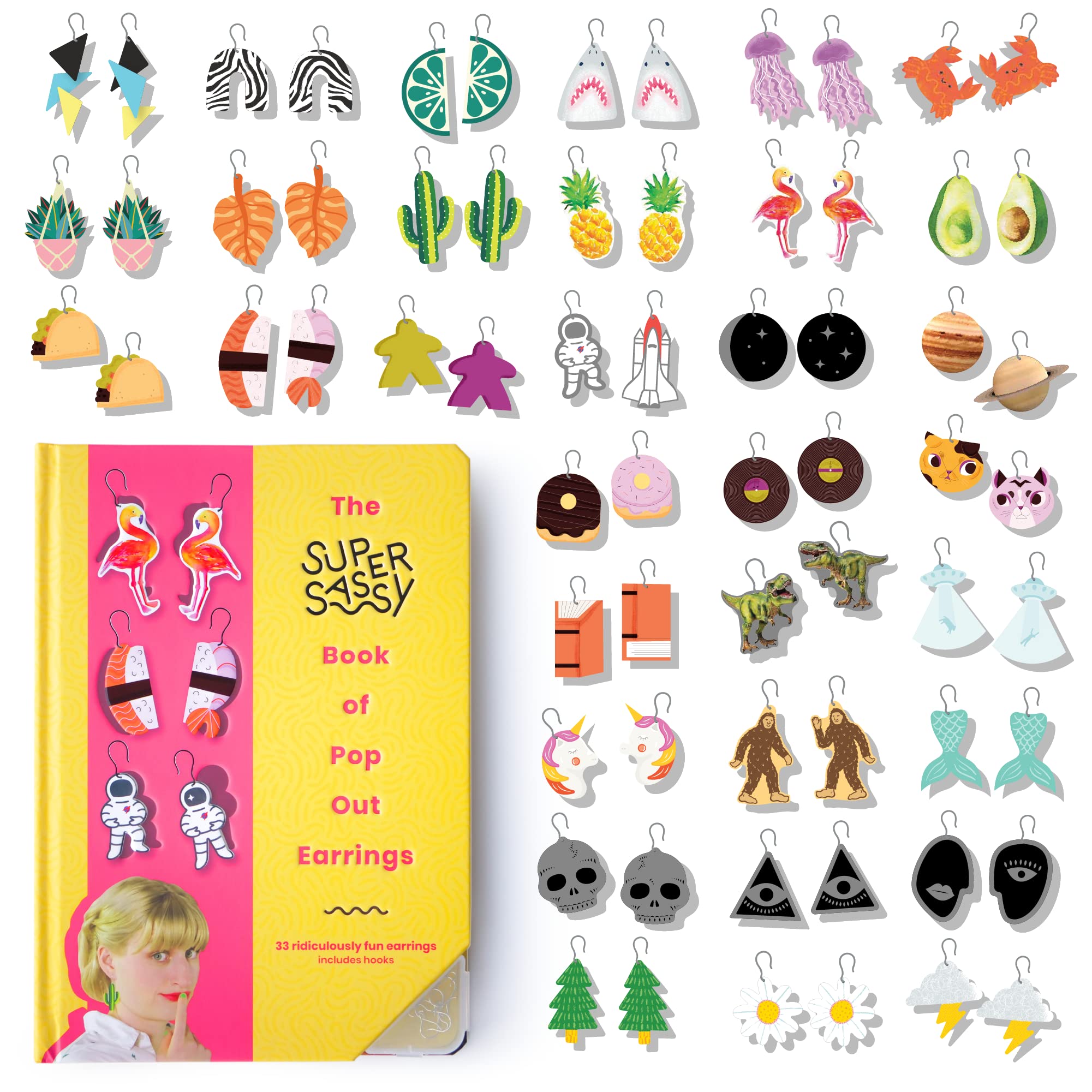 Super Sassy33 Pairs of Cute & Fun Statement Earrings: The Super Sassy Book of Pop Out Earrings for Girls, Teens & Kids