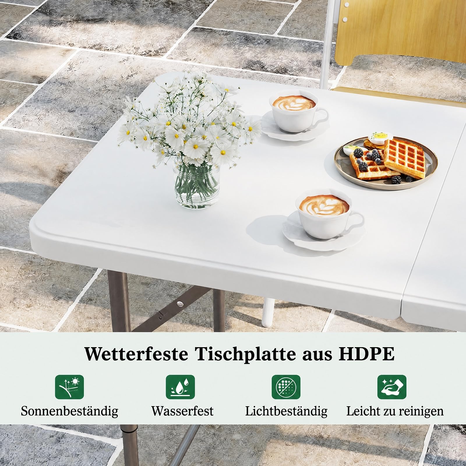 COSTWAY Campingtisch Klappbar Höhenverstellbar, Gartentisch 122x60 cm
