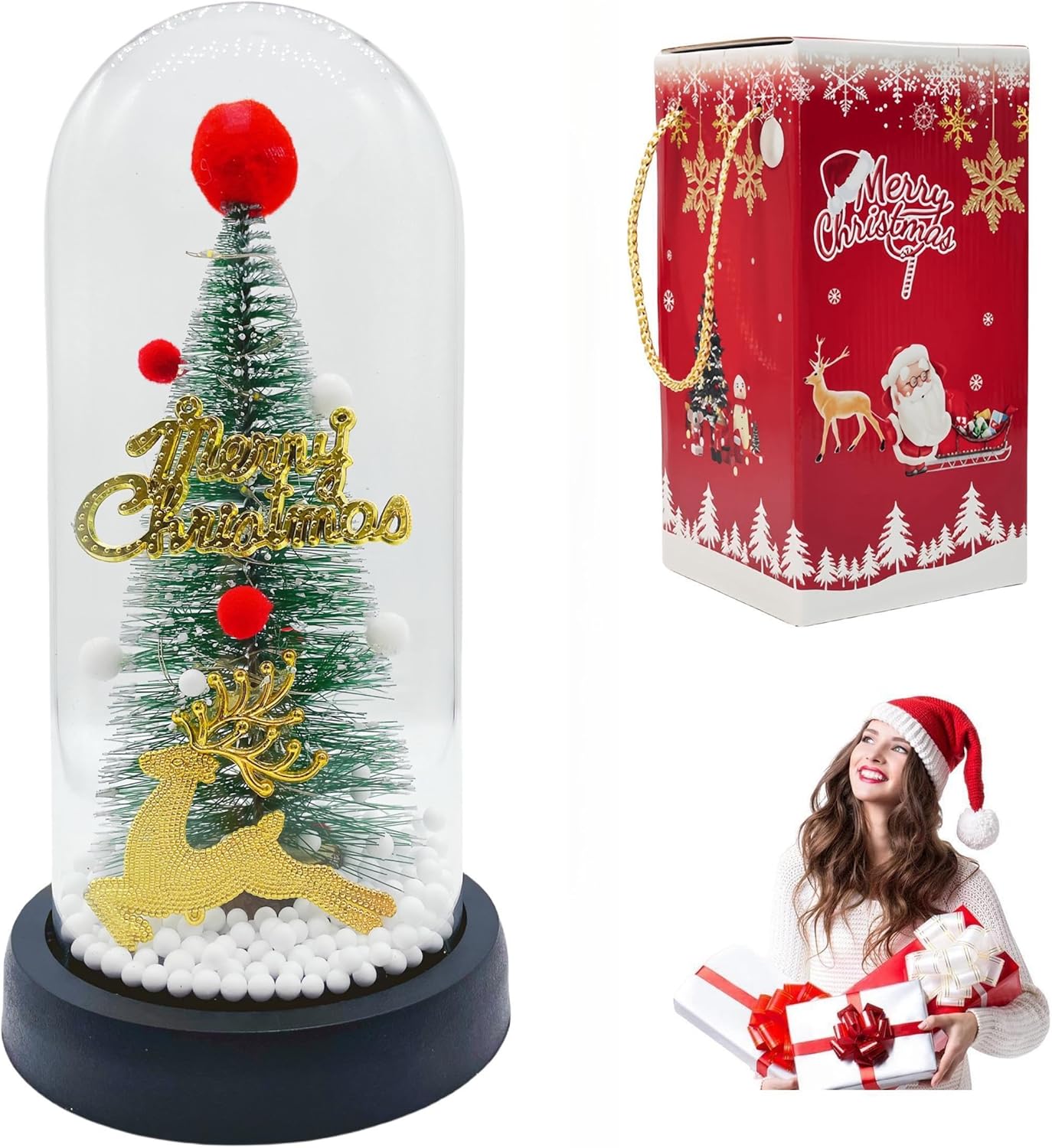 Thougthings Mini Christmas Tree with Lights, Artificial