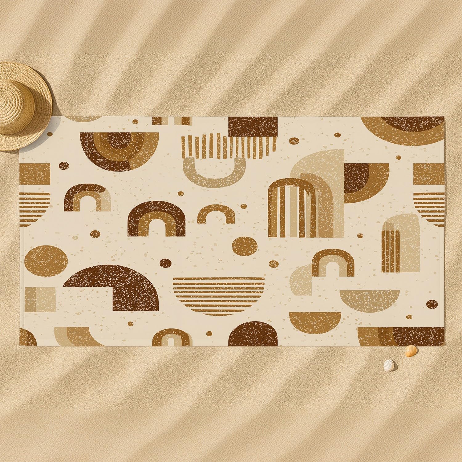 Grande Serviette de Plage 180 x 100 CM,Drap de Plage Microfibre,Couverture de Plage Absorbante Rapide pour Nordique, Wabi-Sabi, Géométrique, Chaleureux Arches, Rayures, Géométrie, Apaisant