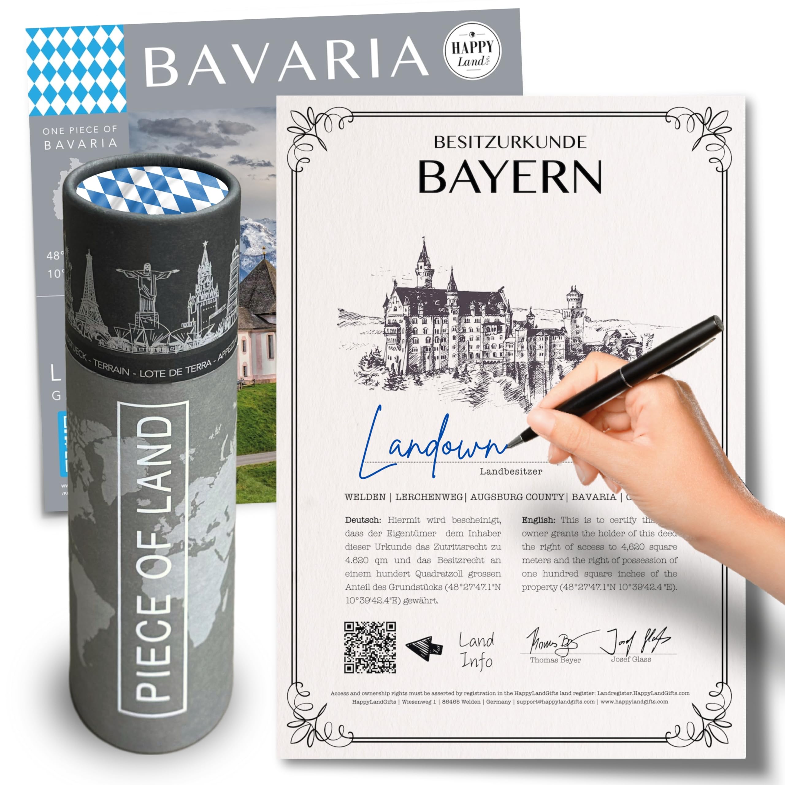 Bavarian Gifts | Real Piece of Bavaria | Highly Unique Gift idea | Blank Certificate to Write in The Name of Your Choice | Munich | Octoberfest | Oktoberfest