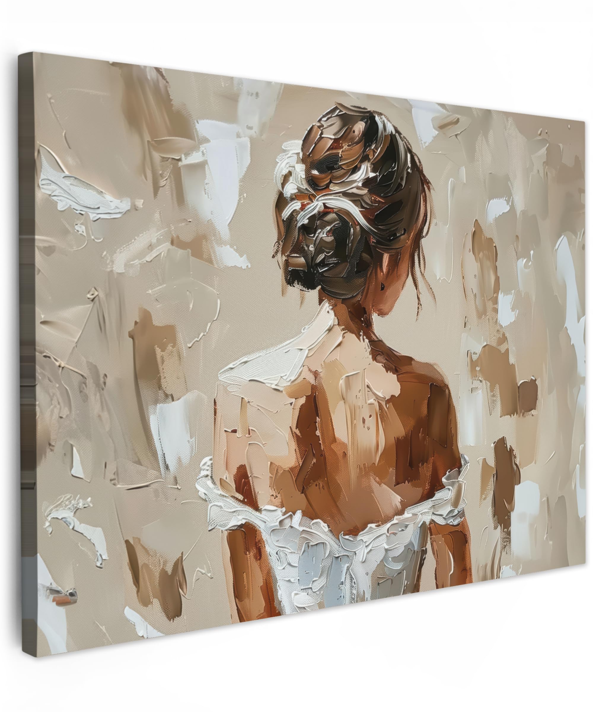 MuchoWow© Canvas Wall Art Work 28"x20" / 70x50 cm House Decoration for Living Room Home Decor Pictures Walls Woman - Paint - Abstract - Beige - Modern — image 1