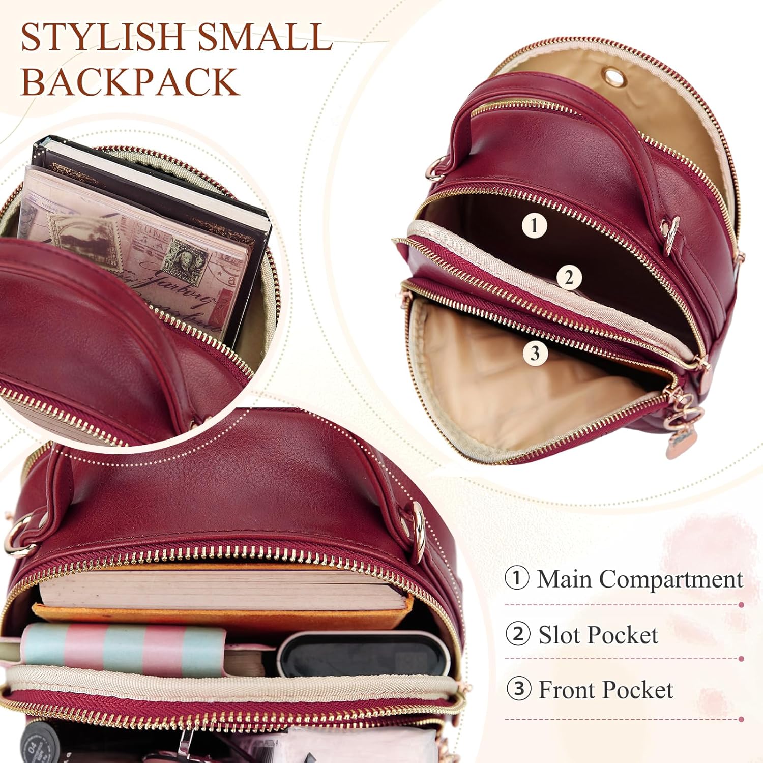 Mini Backpack Purse,VONXURY Fashion Small Leather Quilt Backpack Convertible Casual Travel Daypack for Women Ladies