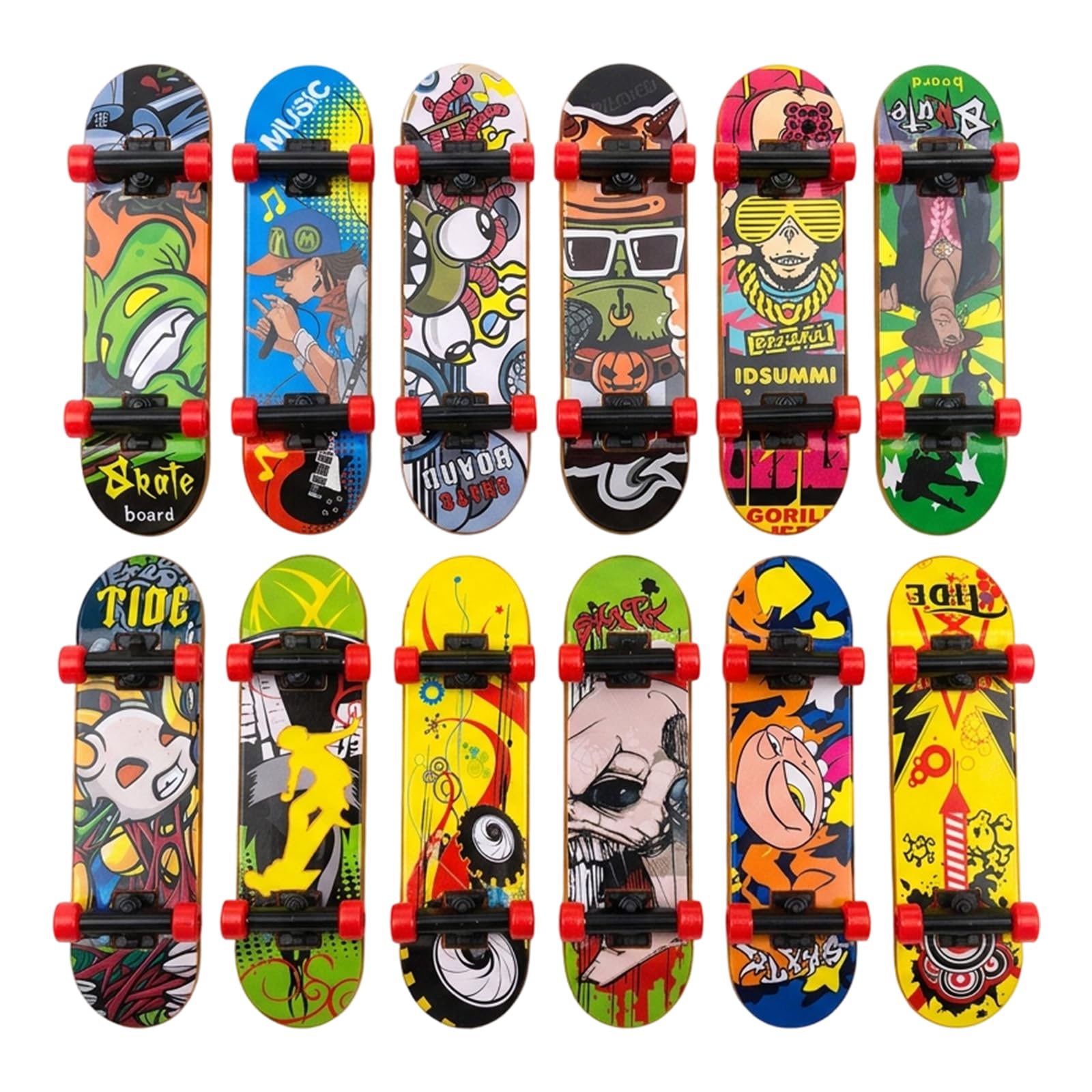 Ywikfag 12 Finger Skateboards, Mini Skateboard Assortment Random Colors