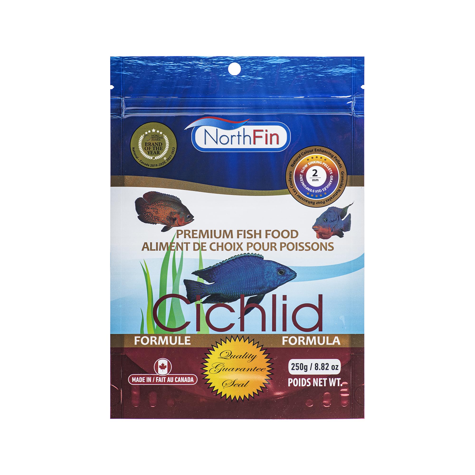 Northfin Fish Food Cichlid Formula 2mm Pellet 250 Grams,All Life Stages