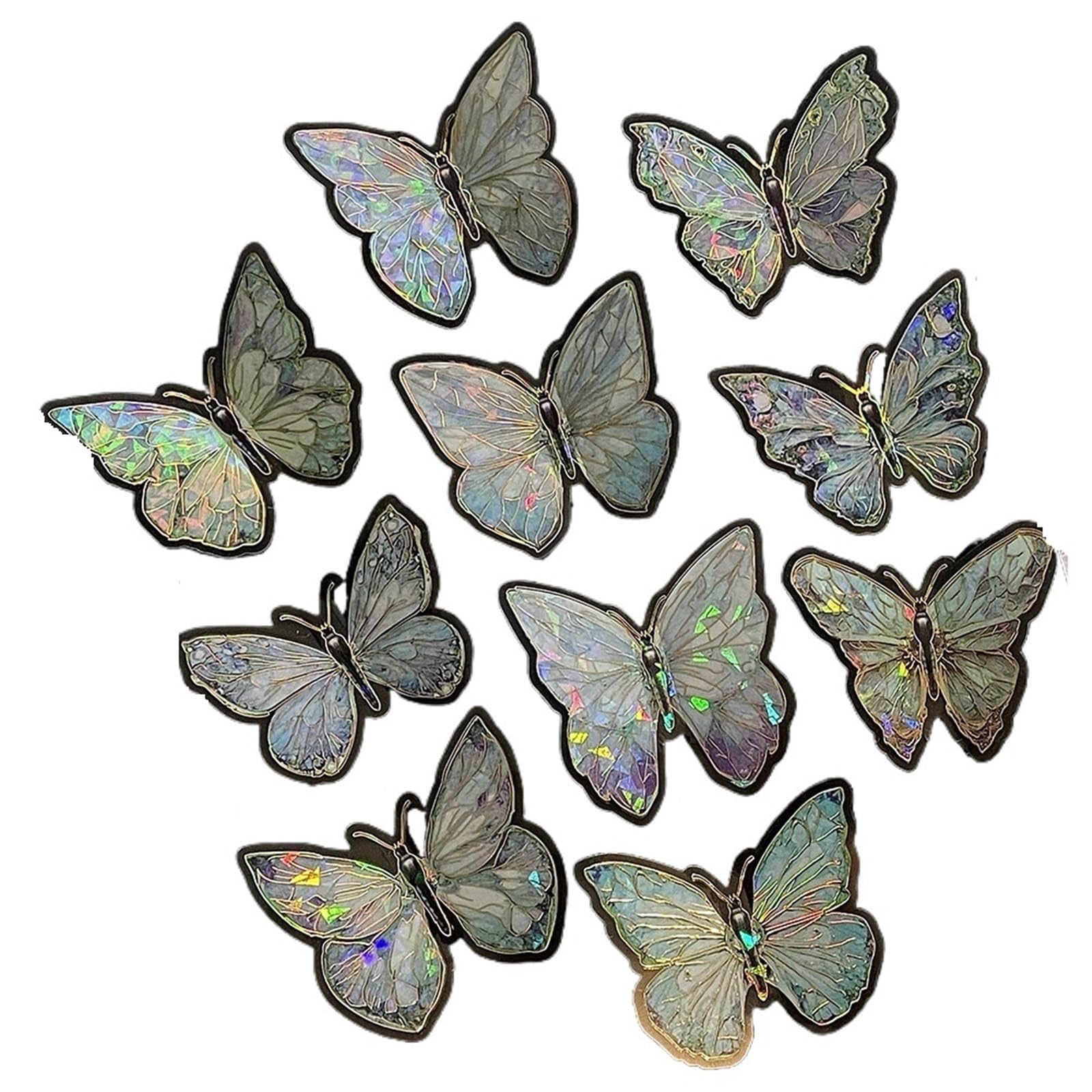 10Pcs Butterfly Wall Three-Dimensional Exquisite Stickers Hand Account DIY Decorative Hollow(Color 4)