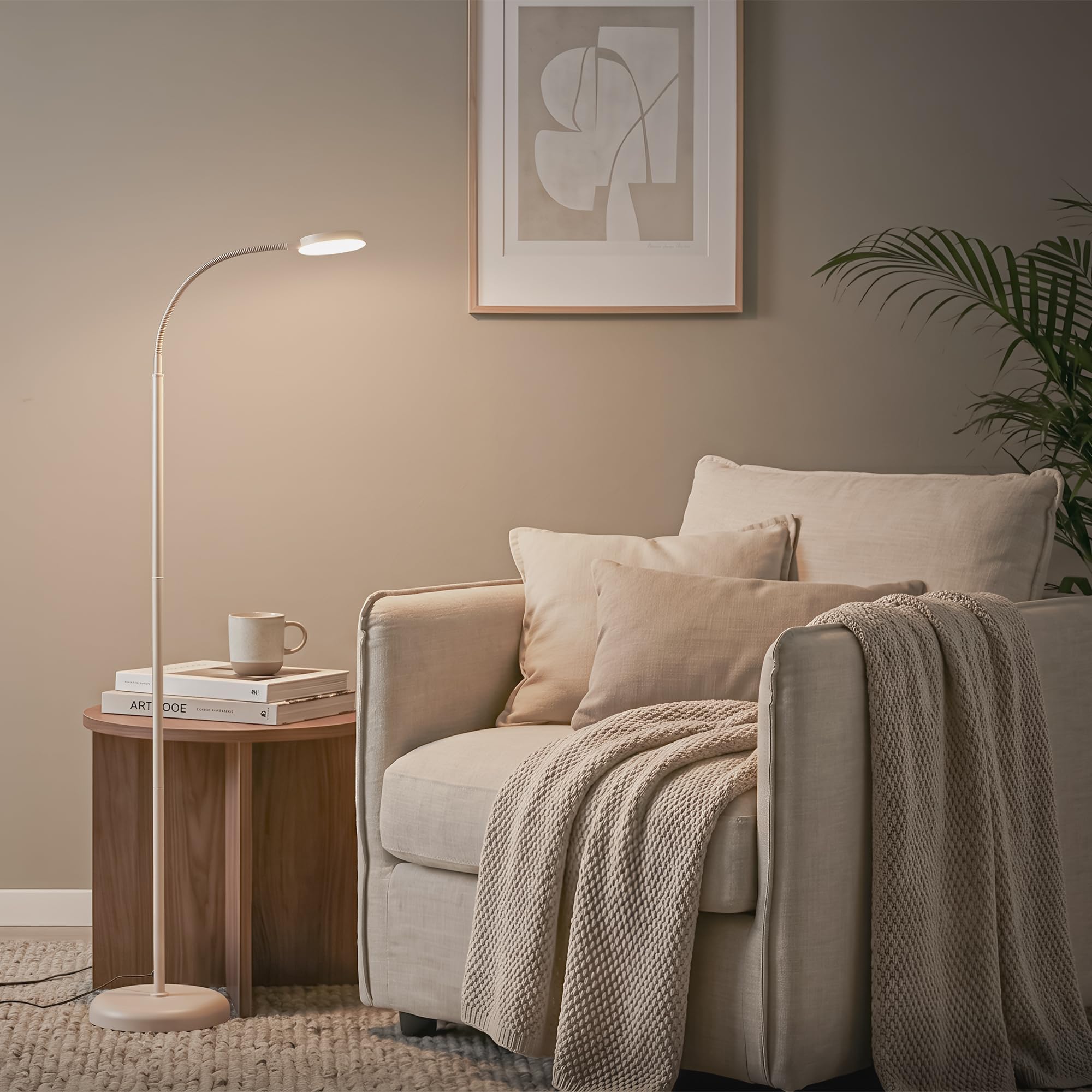 BRILONER - Lampa podłogowa dotykowa, ściemniana, obrotowa, funkcja pamięci, lampka do czytania, lampa do salonu, dekoracja sypialni, uplighter, 125,5 x 21 x 45 cm, beżowy
