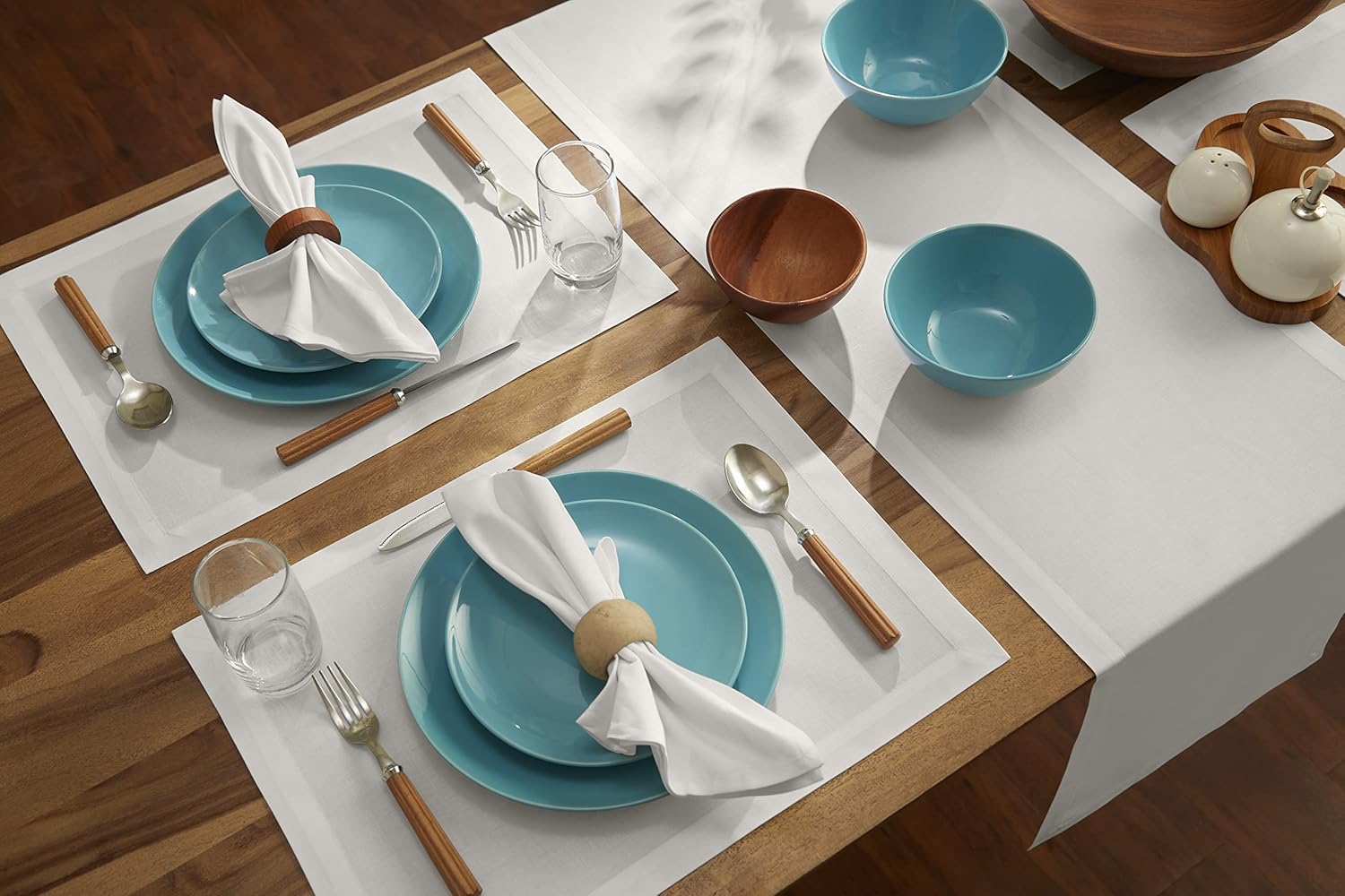 Solino Home White Cloth Napkins Set of 6 - Dru Cotton Linen Dinner Napkins 20 x 20 Inch for Winter, Mothers Day, Spring, Easter - Handcrafted and Machine Washable - Image 3