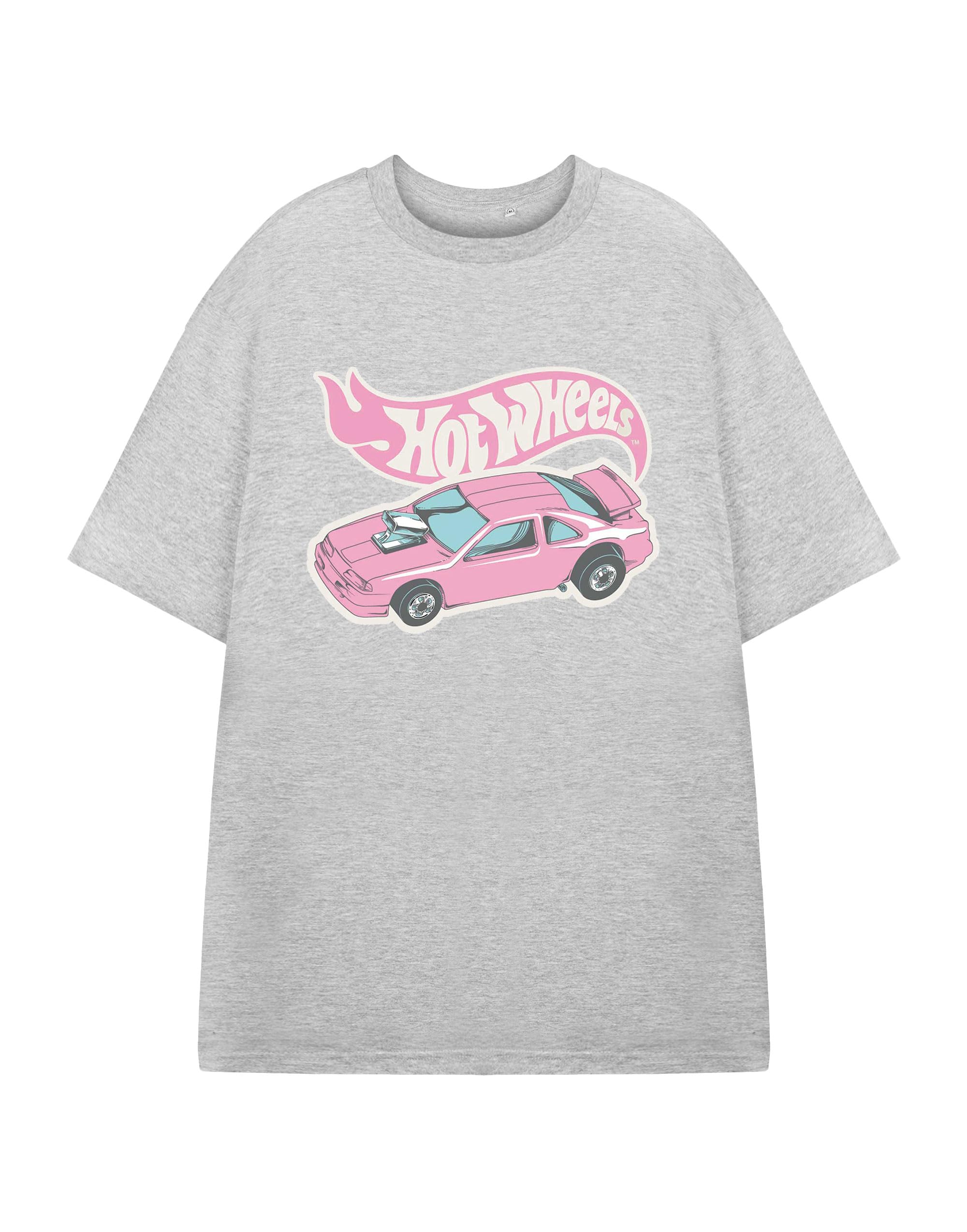 Hot Wheels Grey Pink Car Graphic T-Shirt - Short Sleeve - Women's XXXL