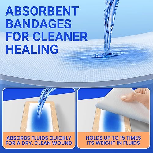 Miniatura 4 de Vendajes impermeables grandes de espuma de silicona de 4 x 8 pulgadas para cuidado de heridas de piel sensible, almohadilla cohesiva adhesiva con