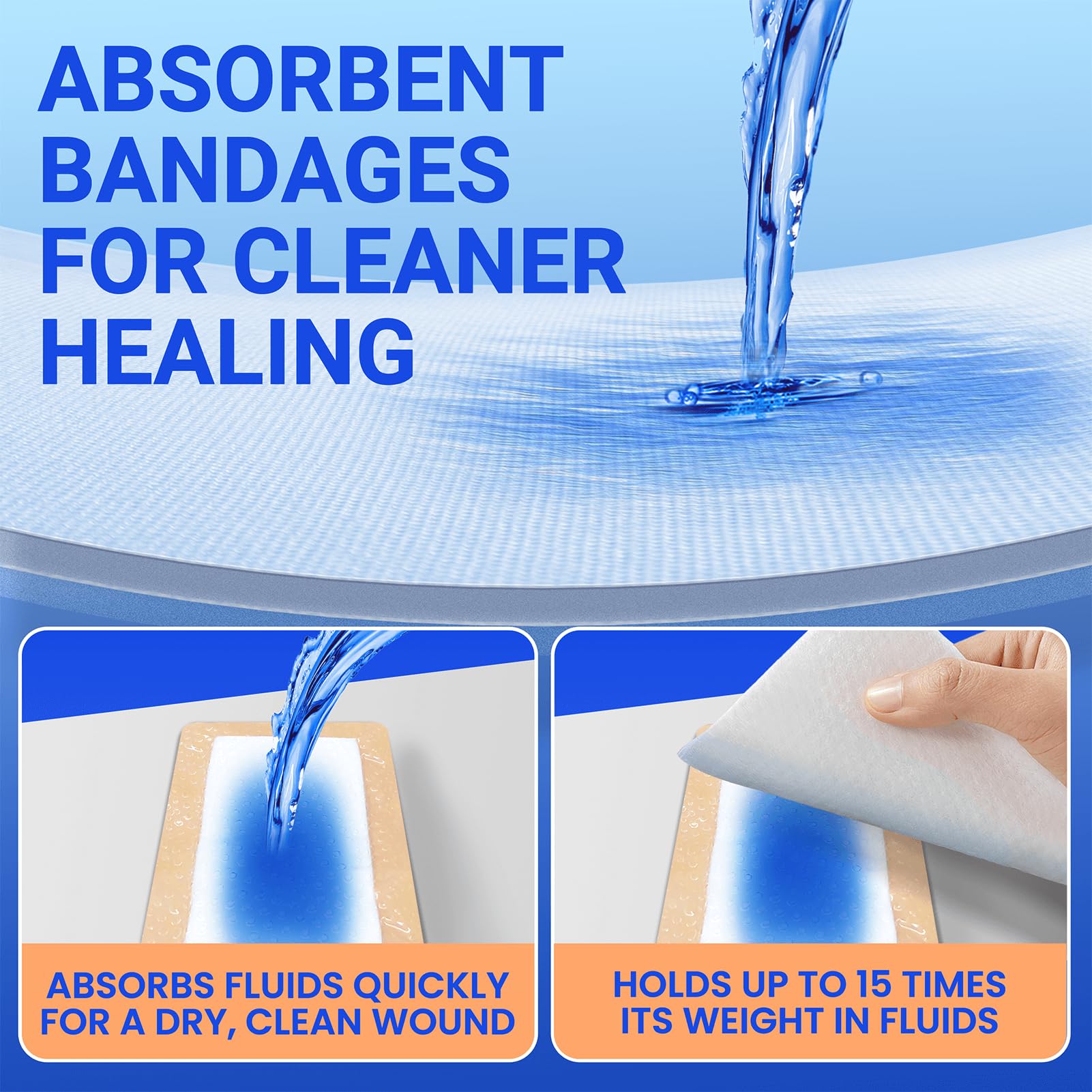 Amazon.com: Large Waterproof Bandages 4x8 Silicone Foam Dressing for  Sensitive Skin Wound Care, Adhesive Cohesive Pad with Border for First Aid,  Post Surgical and Burn, Pressure, Scar Healing (10 PCS) : Industrial