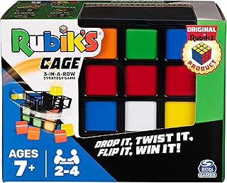 Rubik’s Cage, 3D Fast-Paced Strategy Sequence Game Color Stacking Challenging Toy Puzzle-Solving Activity Brain, for Adults & Kids Ages 7 and up