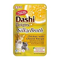 INABA Dashi Delights Silky Broth, Cibo Umido per Gatti con Pollo e Formaggio, Brodo di Pesce, Ricco di Proteine, Ingredienti Naturali, Pasto Complementare, 1 Confezione da 40 g