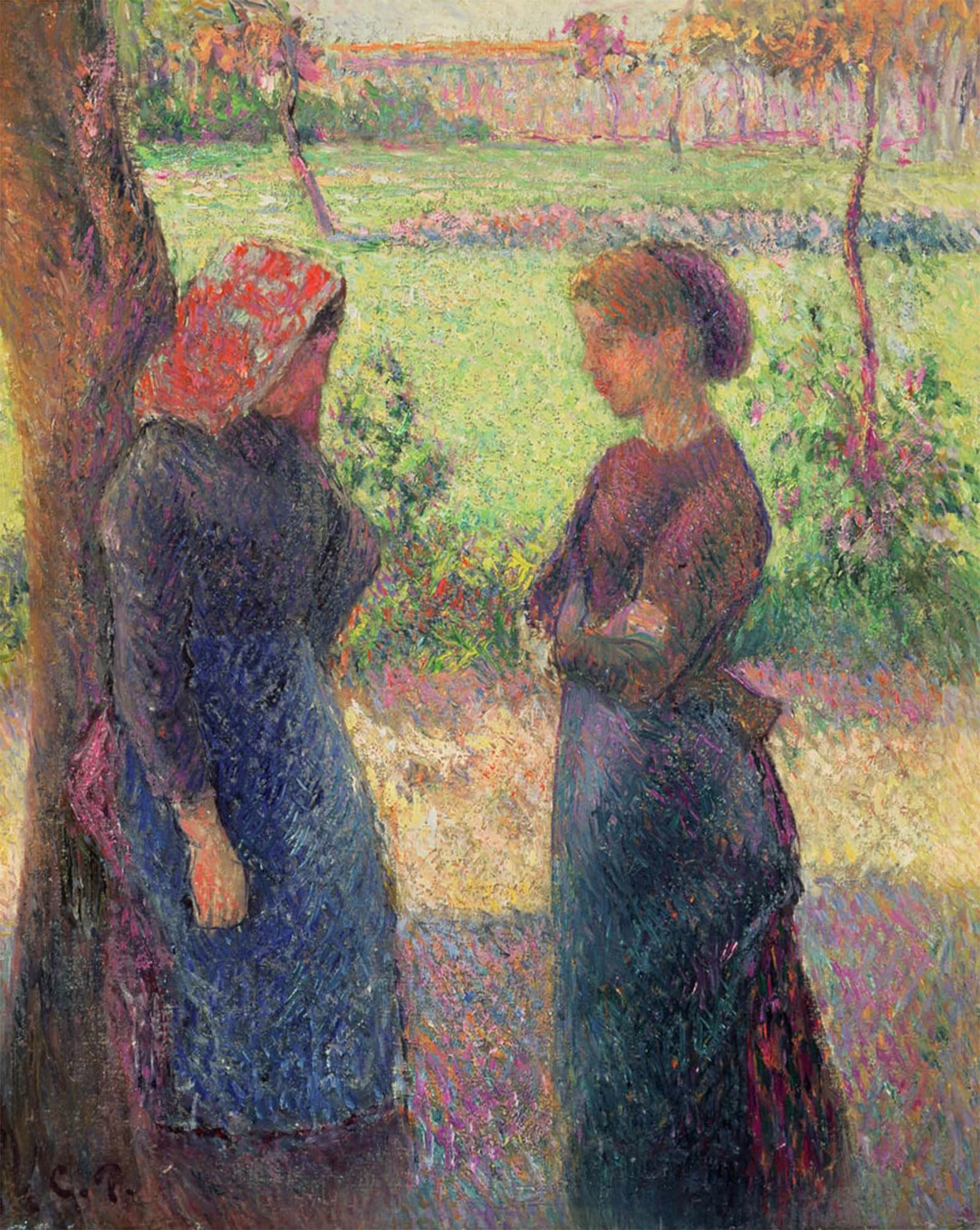 SERENDIPITP Vintage Picture Print on Canvas Wall Art Poster the Chat by Camille Jacob Pissarro Artwork Print Poster for Wall Decor 60x90cm