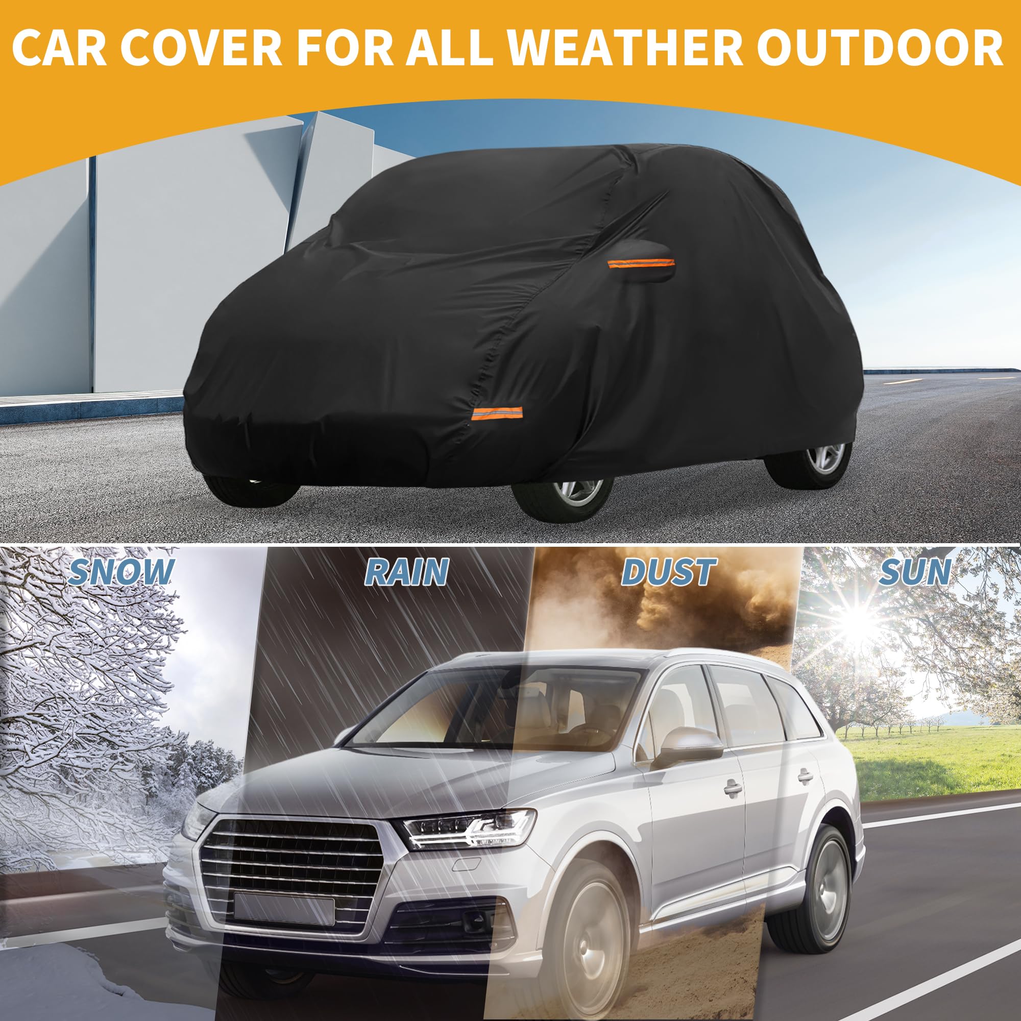 Copertura Auto Impermeabile Per Toyota Aygo 1Pc 190T PU Nero | Colore Nero, Materiale 190T-PU, Dimensioni 380x175x140cm, Con Cerniere E Strisce Riflettenti, Adatto A Uso Esterno