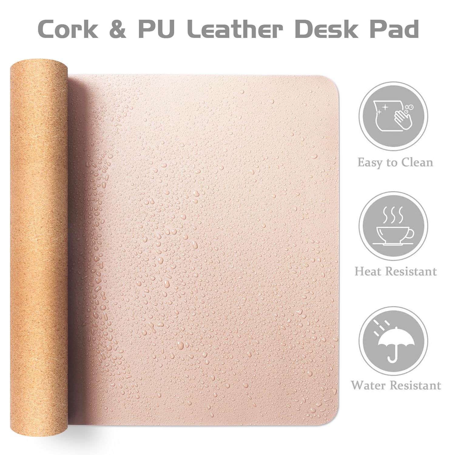 Tapis de bureau en liège naturel double face Aothia 65x35cm imperméable souris protection