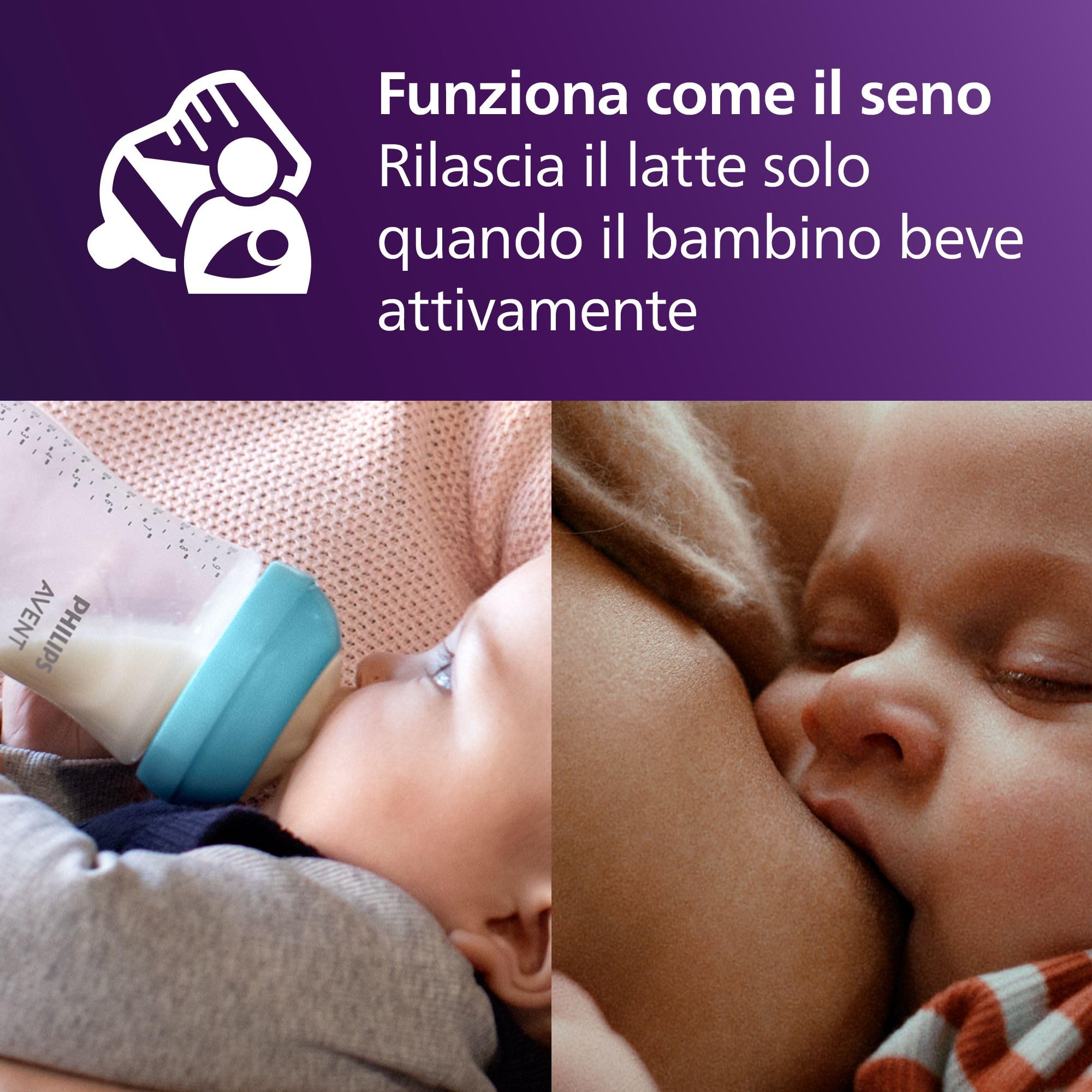 Philips Avent Natural Response Baby Bottle da 260°ml (9 oz) con tettarella a flusso medio (flusso 3), confezione da 3, con design tropicale, SCY903/73