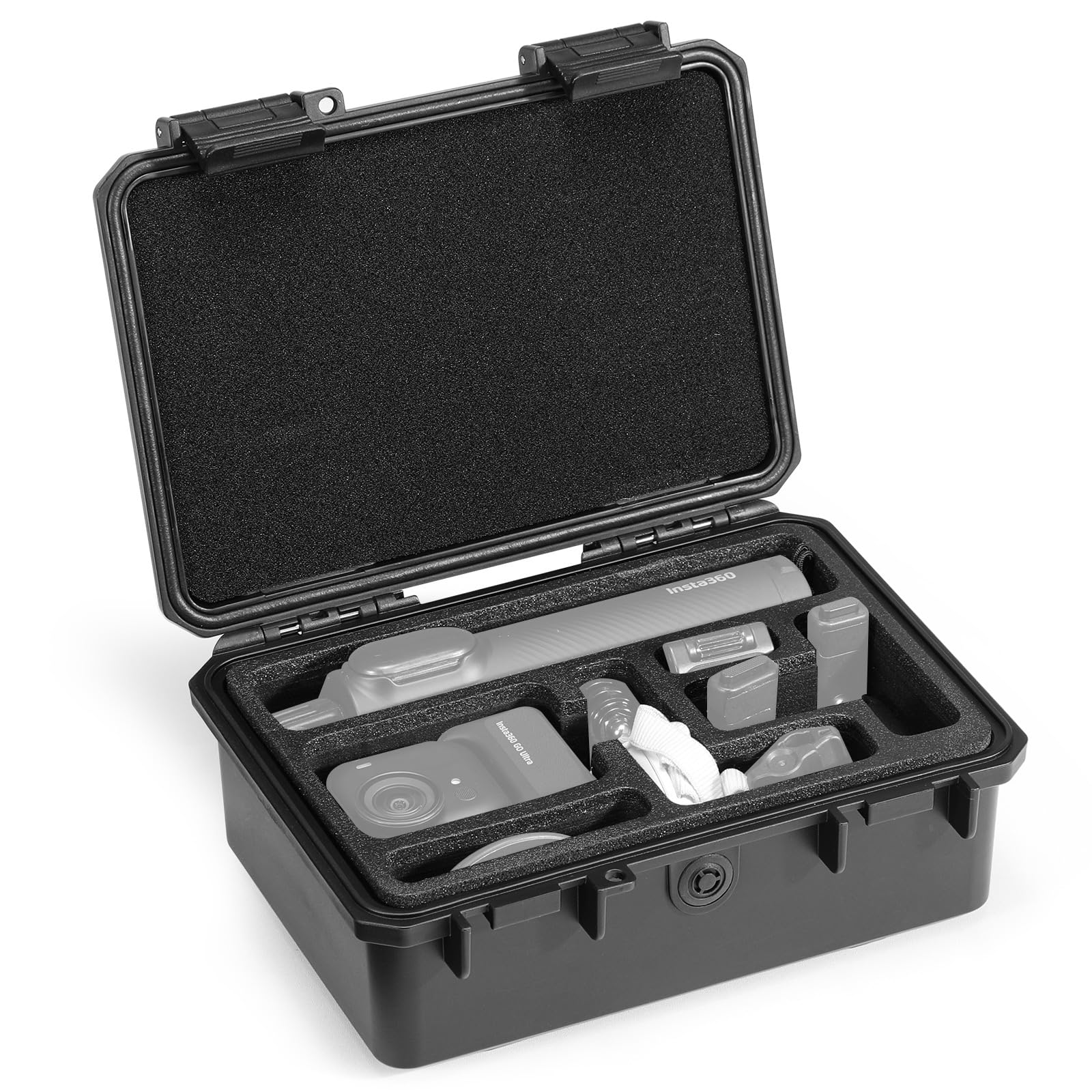 AMAZEAR wasserdichte Schutzhülle für Insta360 Go Ultra Zubehör, Harte Schale Aufbewahrungsbox für Reise, Einfacher Transport, Kompakt, Schwarz