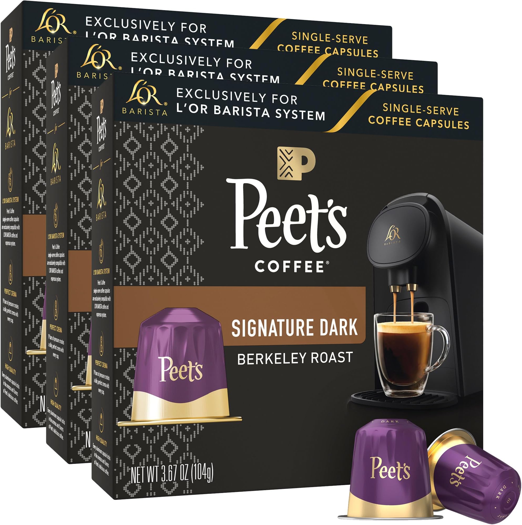 L'OR Barista Coffee Pods, Peet's Coffee Berkeley Dark Roast