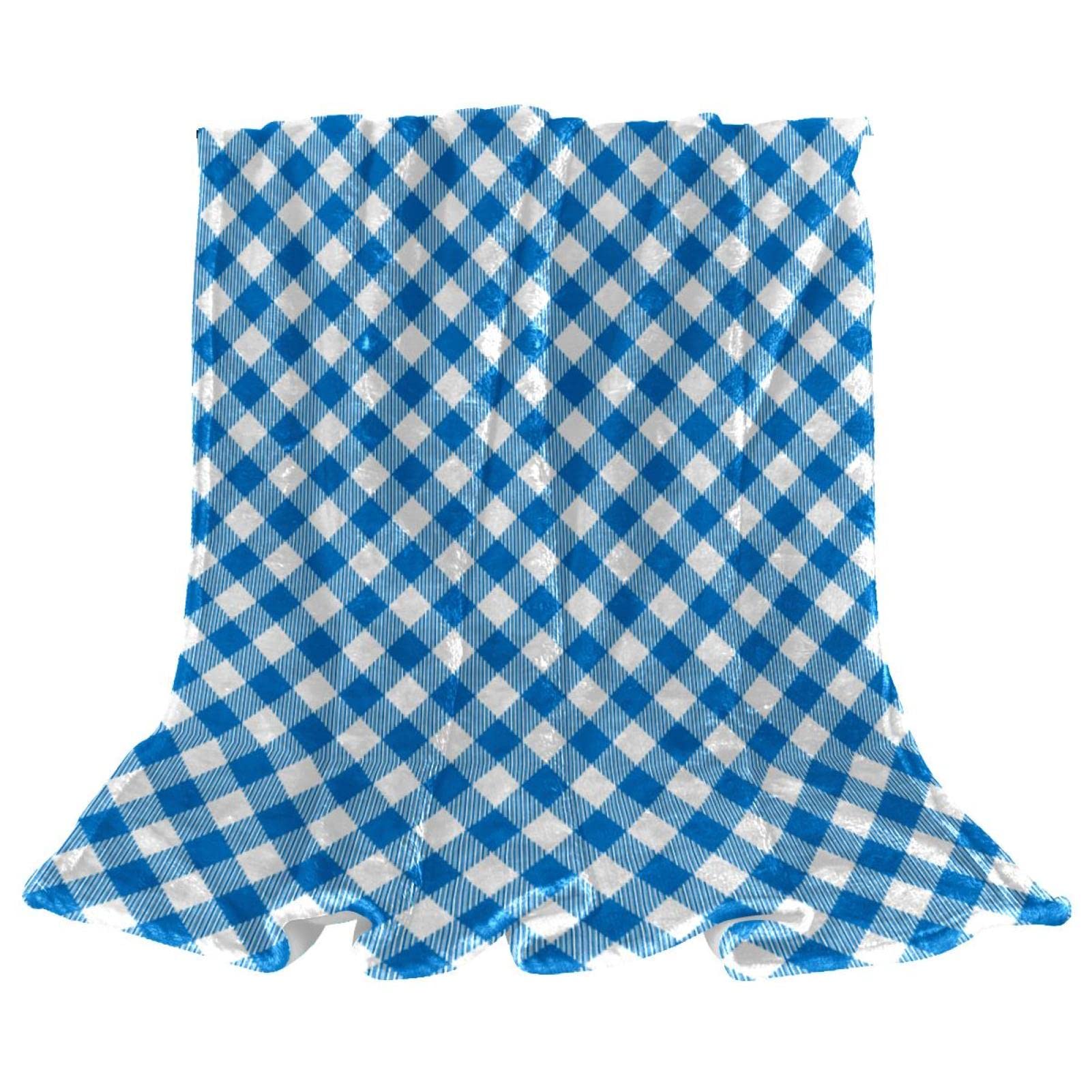 Jeté de lit en polaire bleu motif écossais plaid canapé