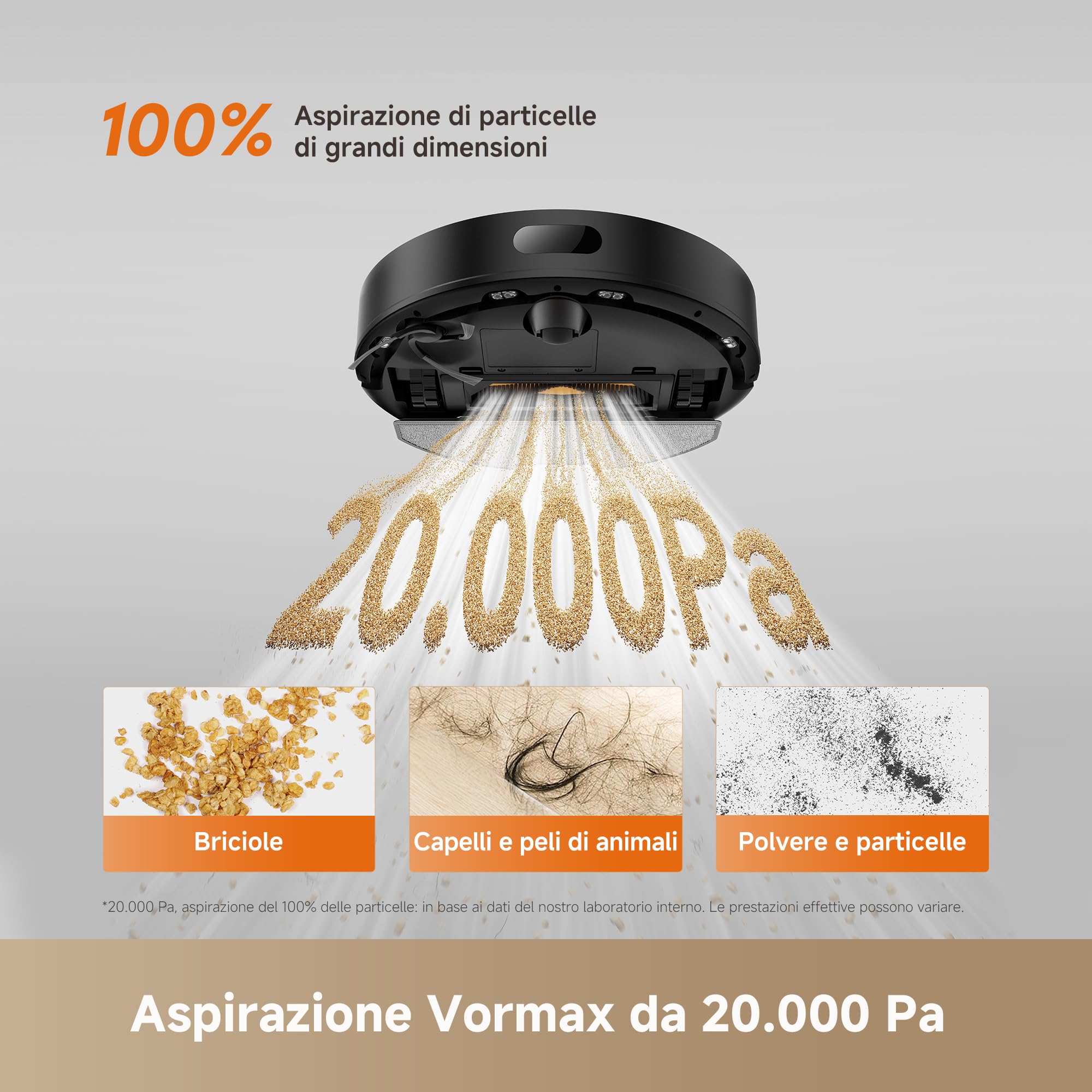 DREAME D20 Air Plus Robot Aspirapolvere Lavapavimenti con 20.000 Pa, Tecnologia Anti-groviglio, Stazione di Svuotamento Automatico, Pulizia di Tappeti/Moquette e Navigazione Intelligente, Nero