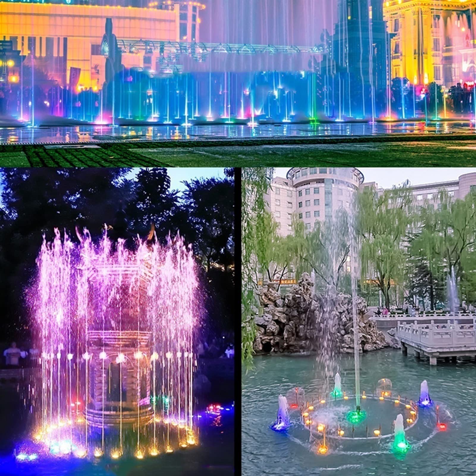 LED-Ring-Brunnen-Lichter, RGB-Unterwasserlicht IP68 Wasserdicht 12V/24V Farbwechsel Tauchfähig Landschaftsbeleuchtung für Gartenbrunnen Pool(12W,AC 12V)