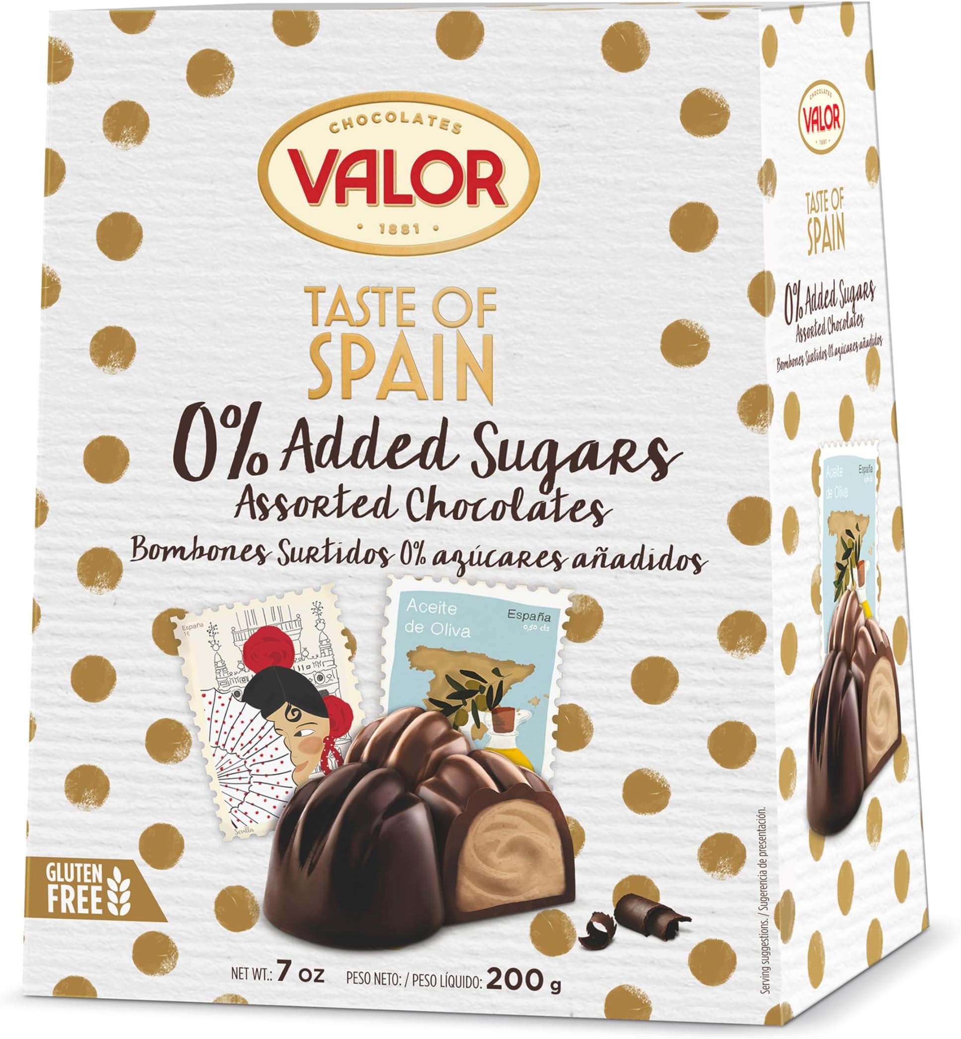 Valor 0% Added Sugar Easter Chocolate Truffles - Taste of Spain Praline Truffle Chocolate Box, Celiacs and Diabetic Chocolates, Gluten Free - 200g