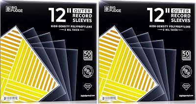 BIG FUDGE Pochettes Extérieures Vinyles - 30cm x 50pcs - Pochette Transparente en Plastique pour Disque Vinyle 33 Tours - Durables et Infroissables - Épaisseur 3 mil, 30x30 cm (Lot de 2)
