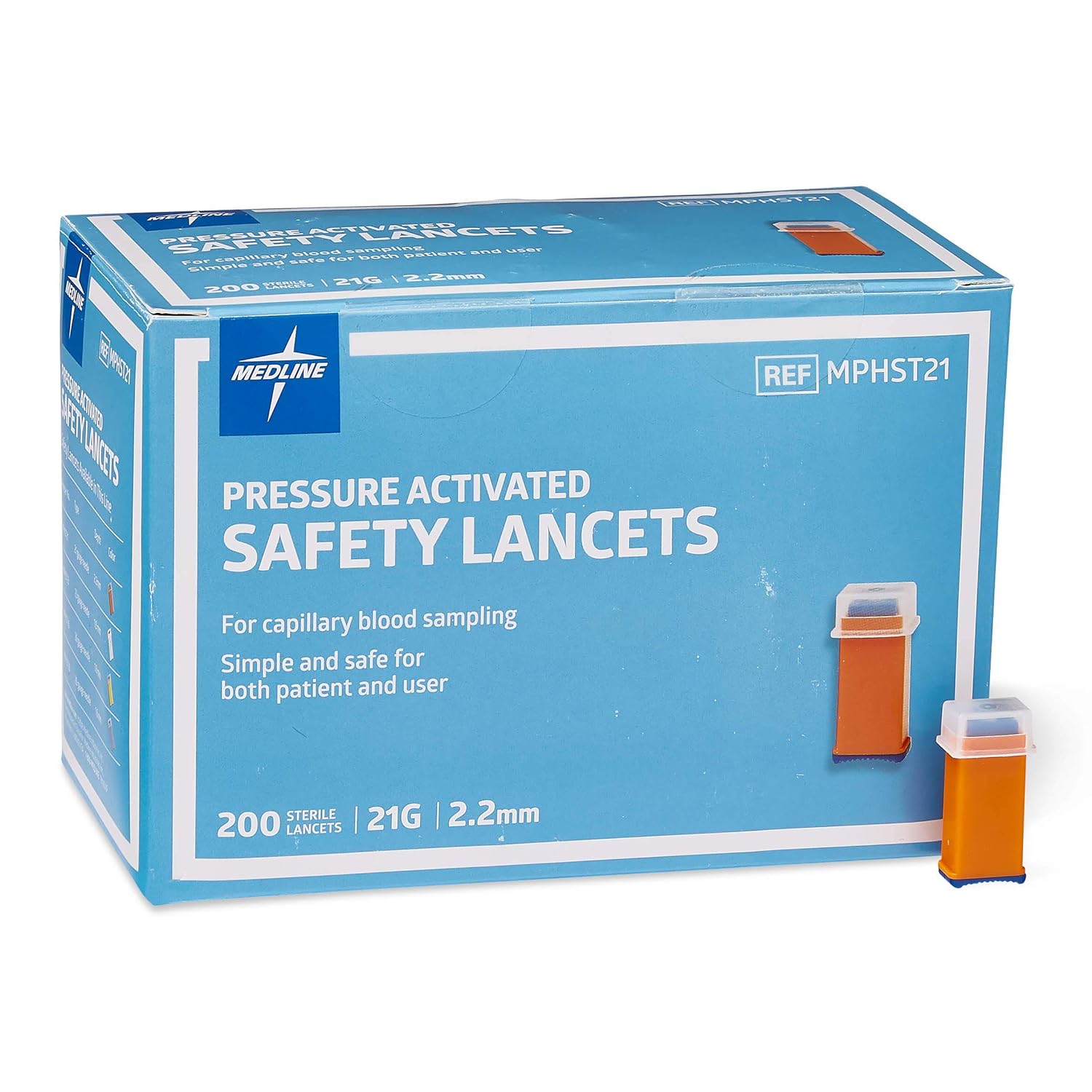 Buy Medline Safety Lancets, Pressure Activation, 21G x 2.2 mm, 200
