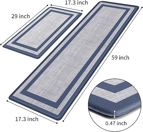 Miniatura 122 de Mattitude - 2 tapetes acolchados antifatiga, antideslizantes, impermeables, ergonómicos para estar de pie cómodamente en la cocina, suelo, oficina