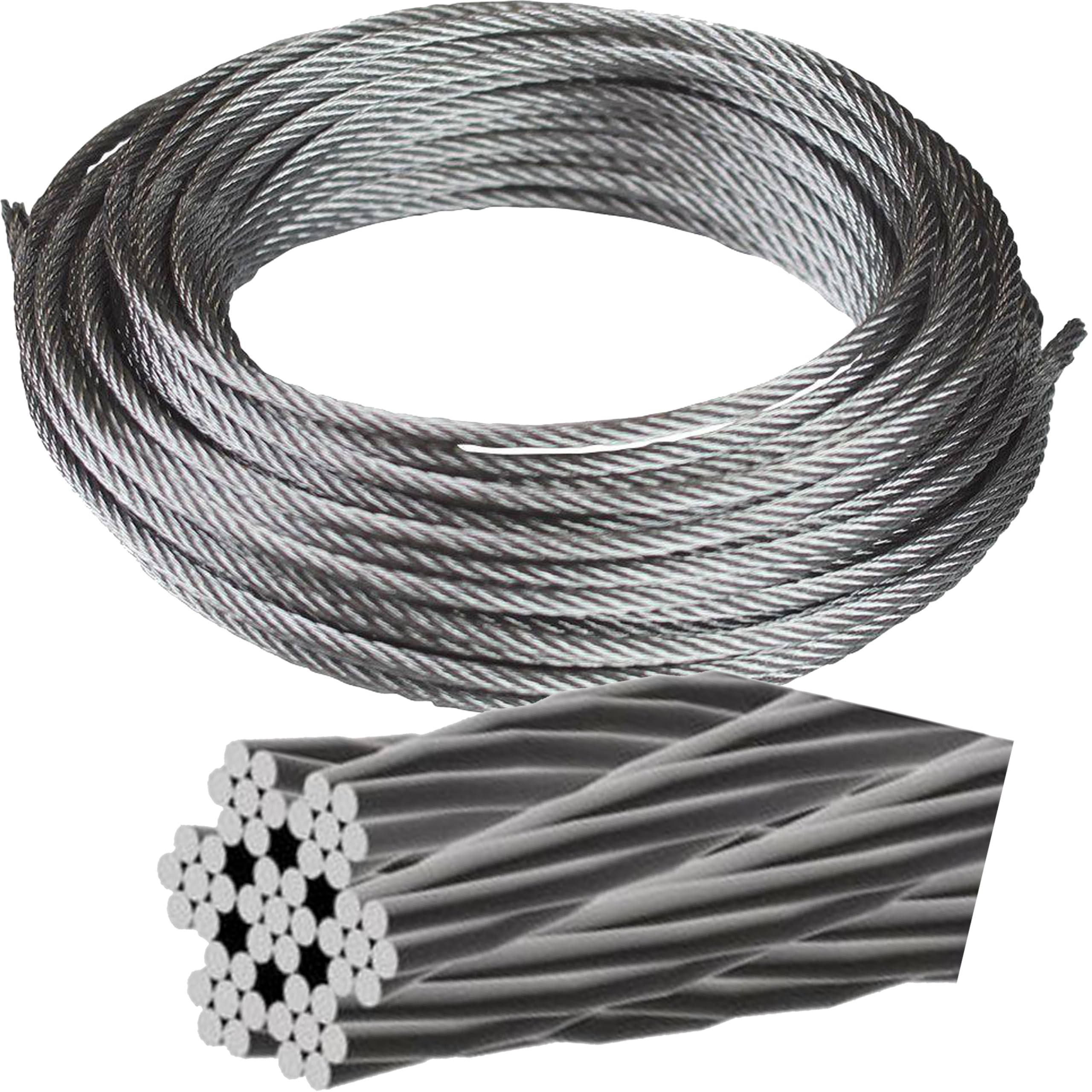 Cable de acero inoxidable 7x7 A4 resistente de 3mm y 10 metros 7
