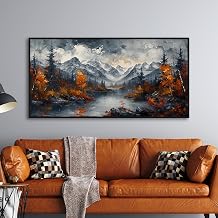 Ya l  Boya Dokulu Tablo Modern Karl  Do an Manzaras  Siyah  er eveli 80 x 160 cm U06021