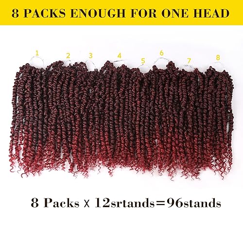 Miniatura 4 de Pelo de Passion Twist  Cabello de ganchillo de 12 pulgadas para mujer, 8 paquetes de cabello rizado pretrenzado de ganchillo Passion Twists