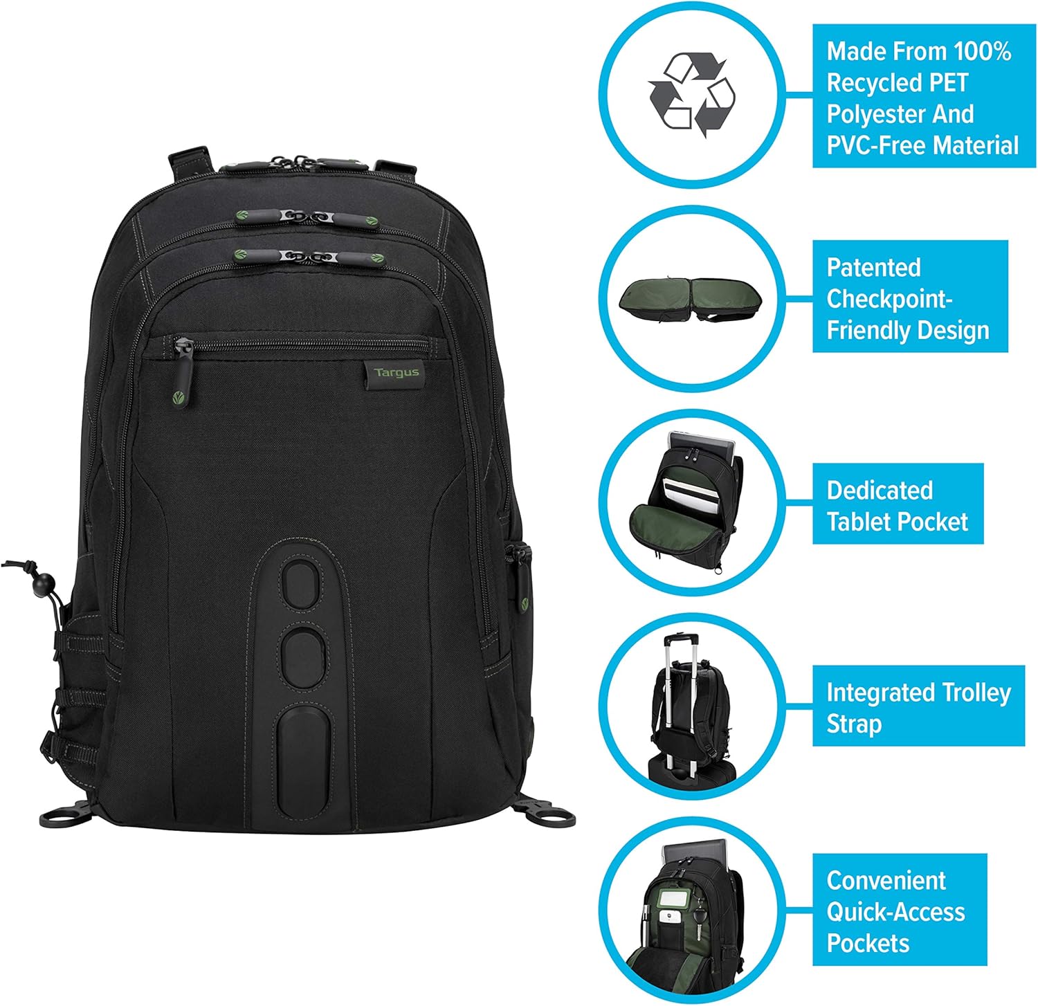 Bеѕt Rеvіеw Targus Spruce EcoSmart Travel and TSA Checkpoint-Friendly Backpack, Business Professional/College Student Commuter, Removable Padded Slipcase for 15.6-Inch Laptop, Black (TBB013US)