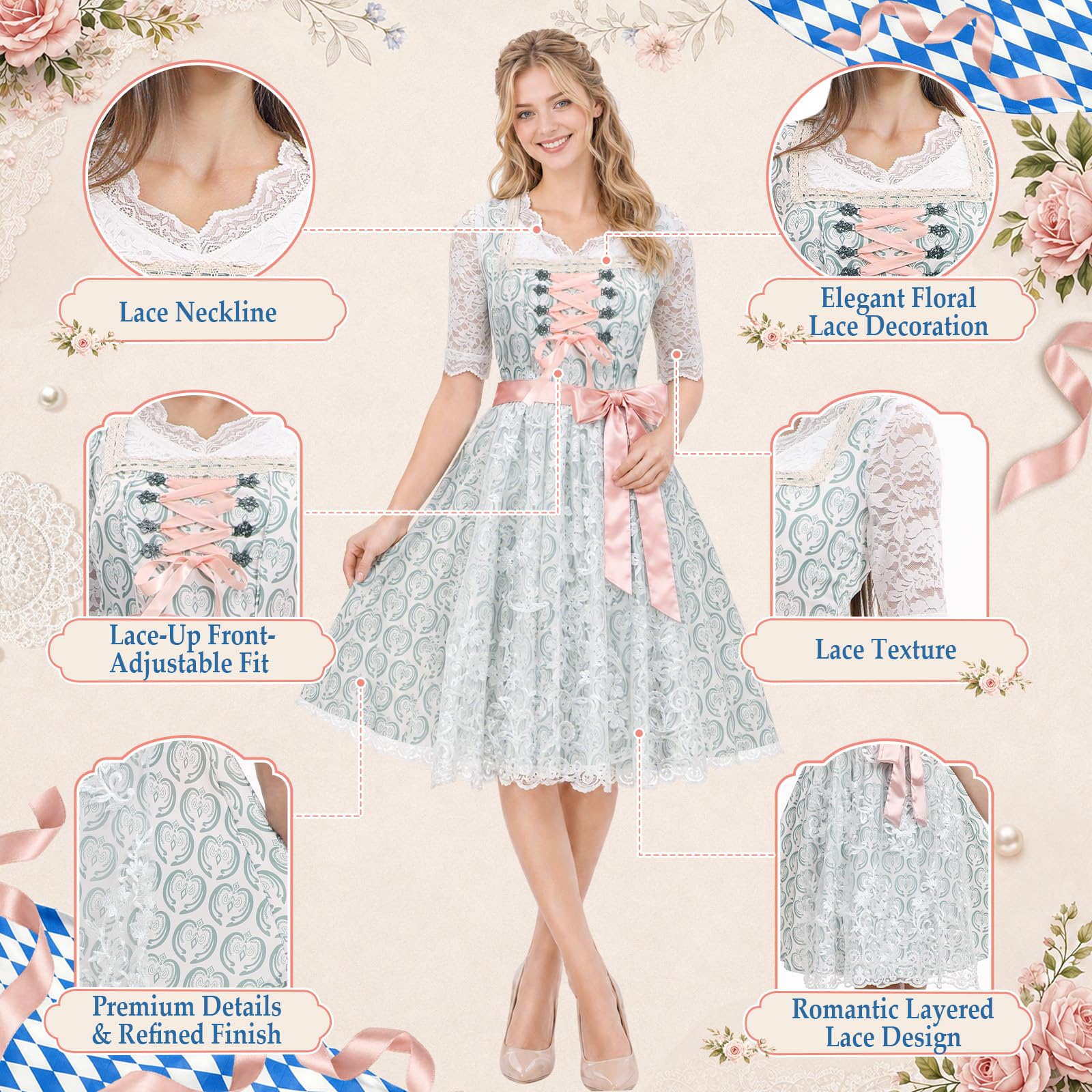 Oktoberfest Damen Outfits, Dirndl Oktoberfest Kostüm