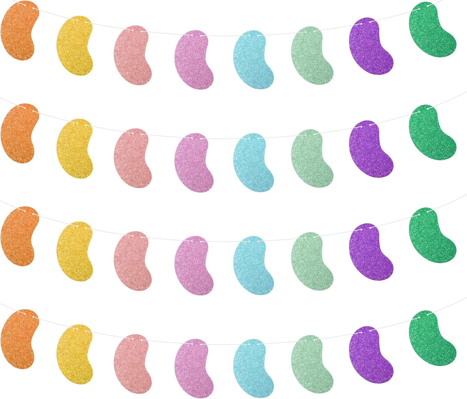 Haooryx Glitter Jelly Bean Banner Colorful Candy Bean Hanging Garland Decor