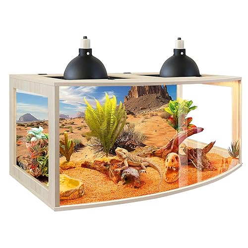PROLEE Bearded Dragon Tank, Curved Reptile Enclosure with 3-Side Clear