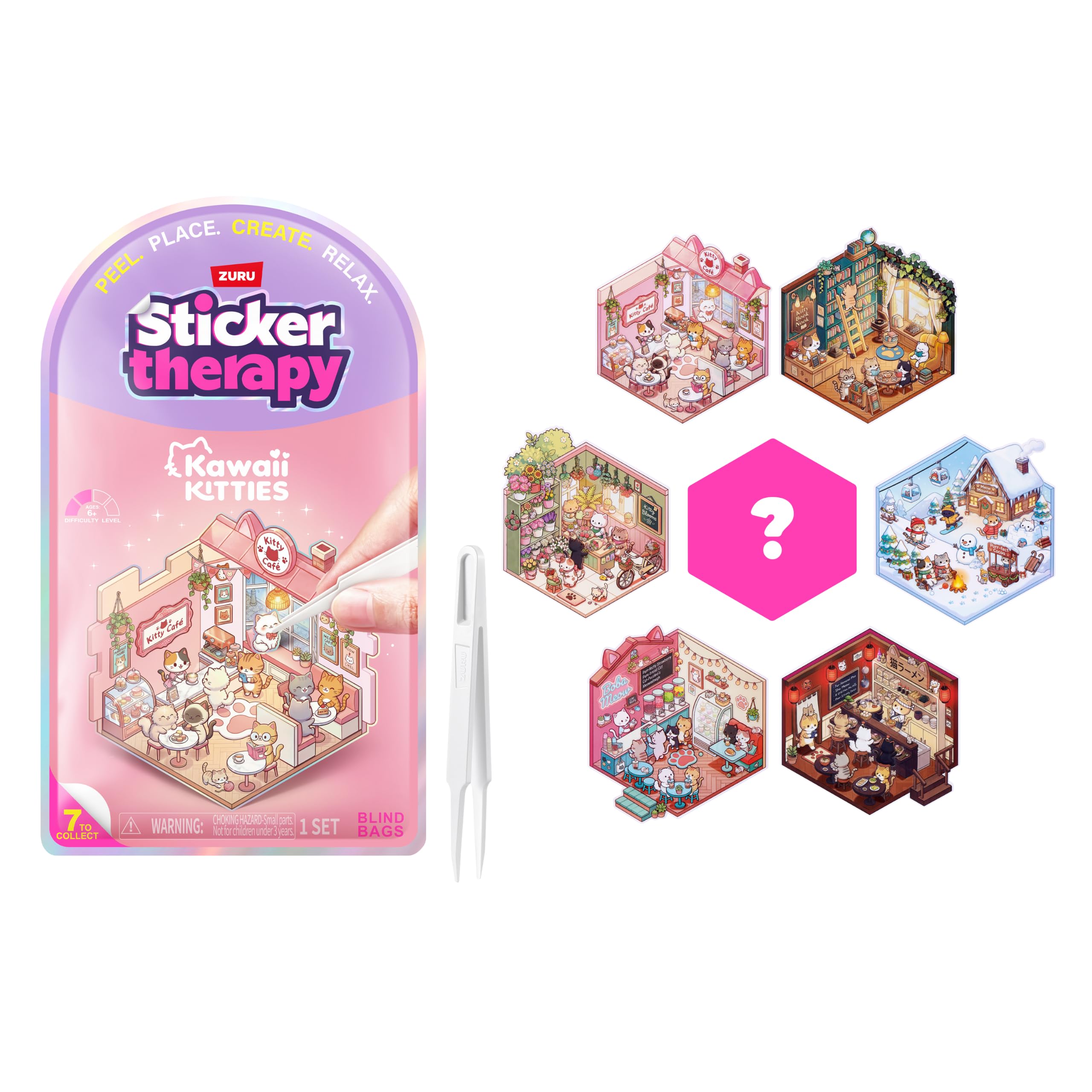 Sticker Therapy Kawaii Kitties (7 Pack) by ZURU