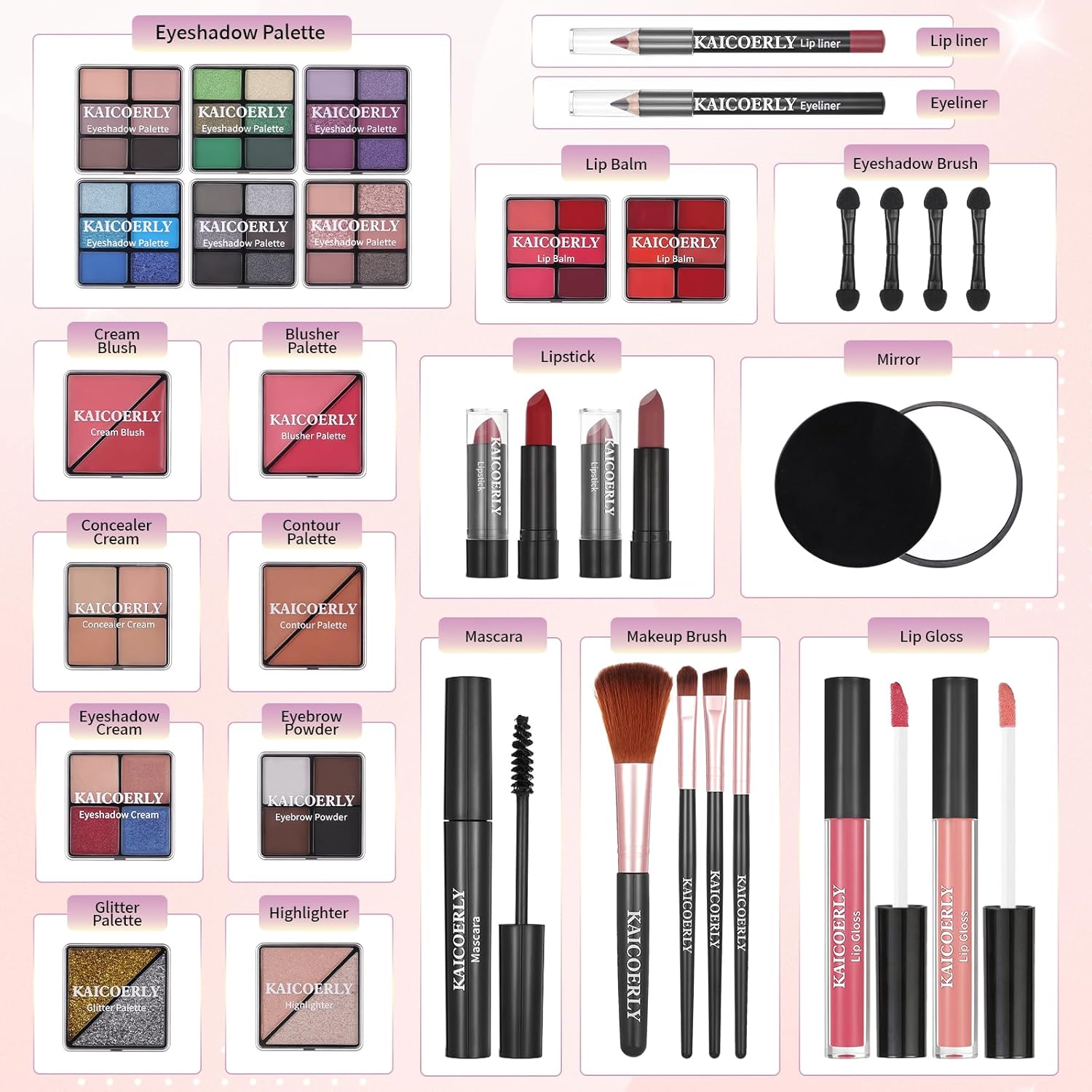 Makeup Kit for Women Girls, Fashionable Make Up Present Set for Beginners Professionals Traveler with Case, Makeup Essential with Eyeshadow Palette, Lip Gloss, Mascara,Foundation Face Primer(Rainbow) - Image 2