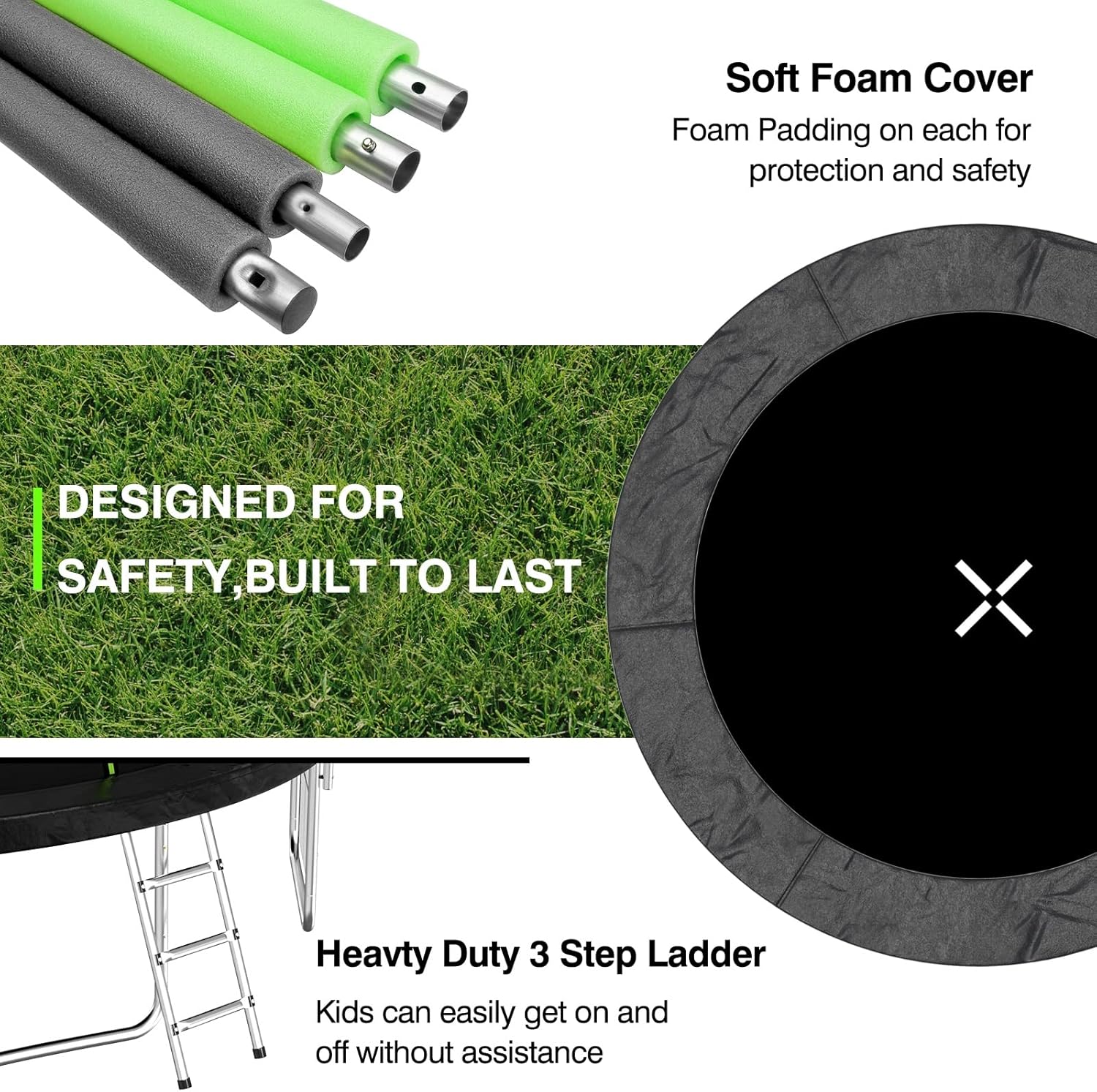 AOTOB 14 FT Trampoline for Kid with Basketball Hoop, Recreational Outdoor Trampoline with Storage Bag and Ladder for Kids and Adult, ASTM Approved