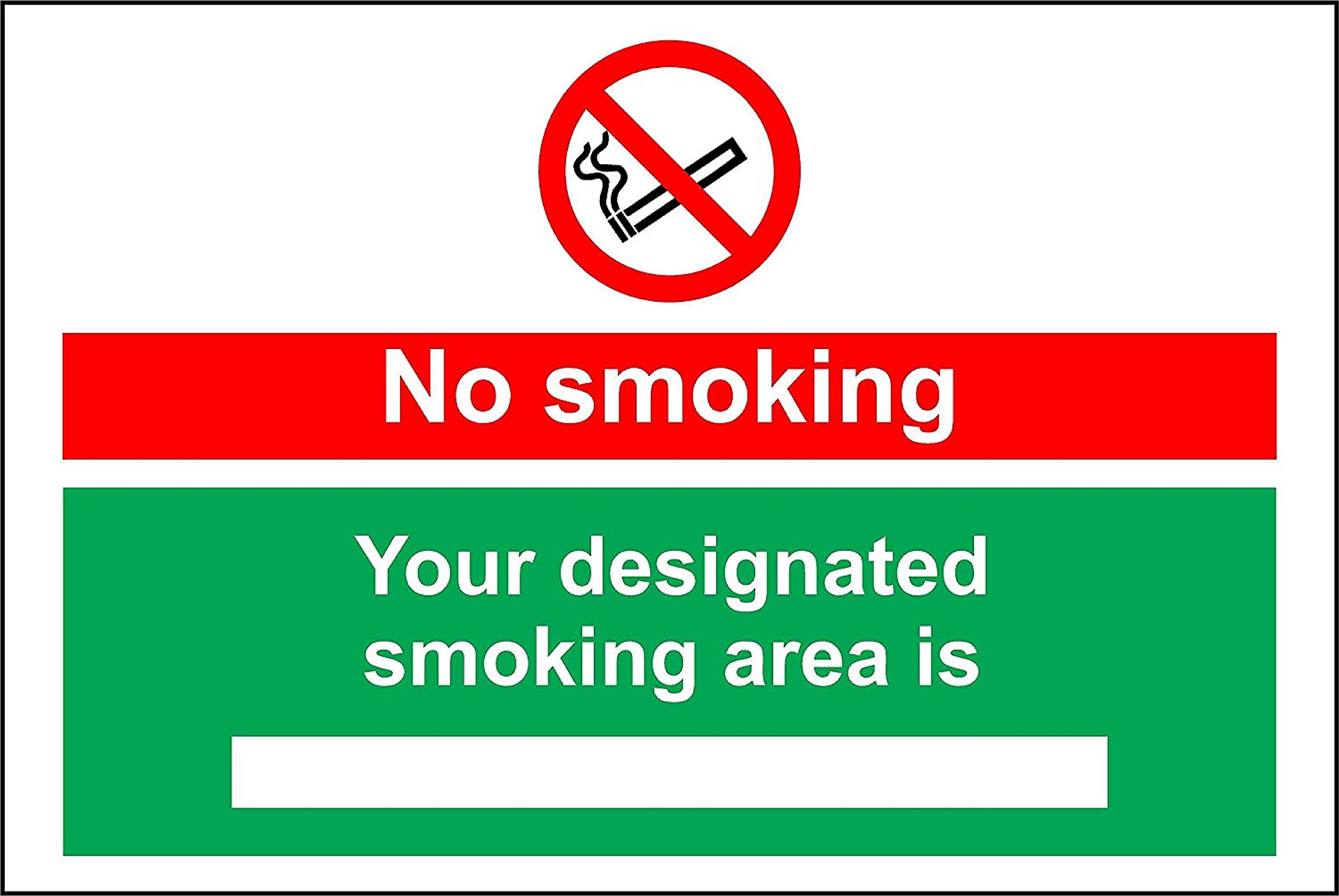 No smoking Your designated smoking area is sign - 3mm Aluminium sign 300mm x 200mm