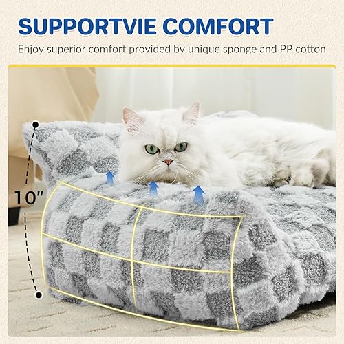 Miniatura 3 de Cama para gatos, sofá para cachorros y gatitos, sofá esponjoso para mascotas, sofá cama pequeño para perros, sofá de apoyo para gatos de interior,