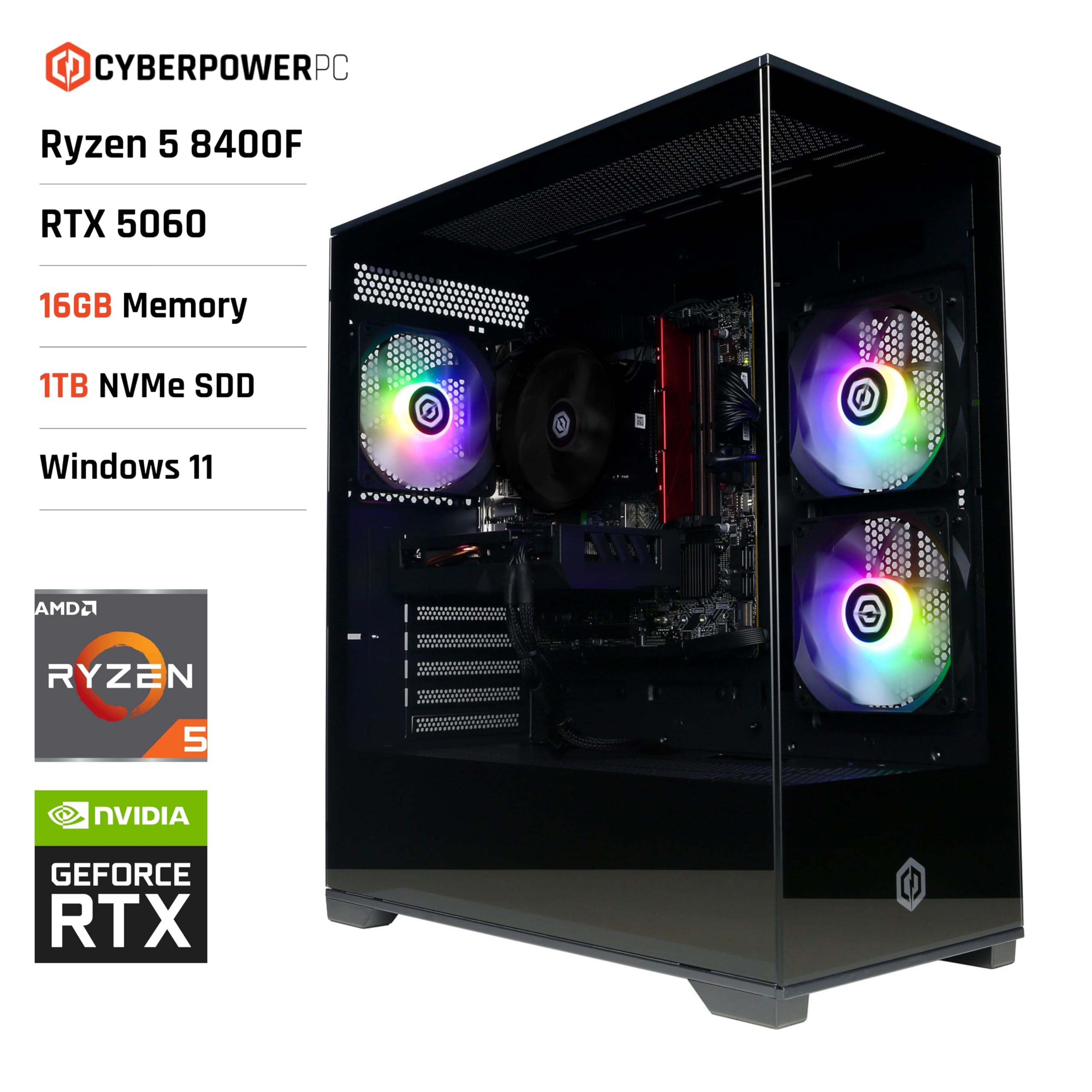 CyberpowerPC Wyvern Gaming PC AMD Ryzen 5 8400F 16GB 1TB - Dettaglio