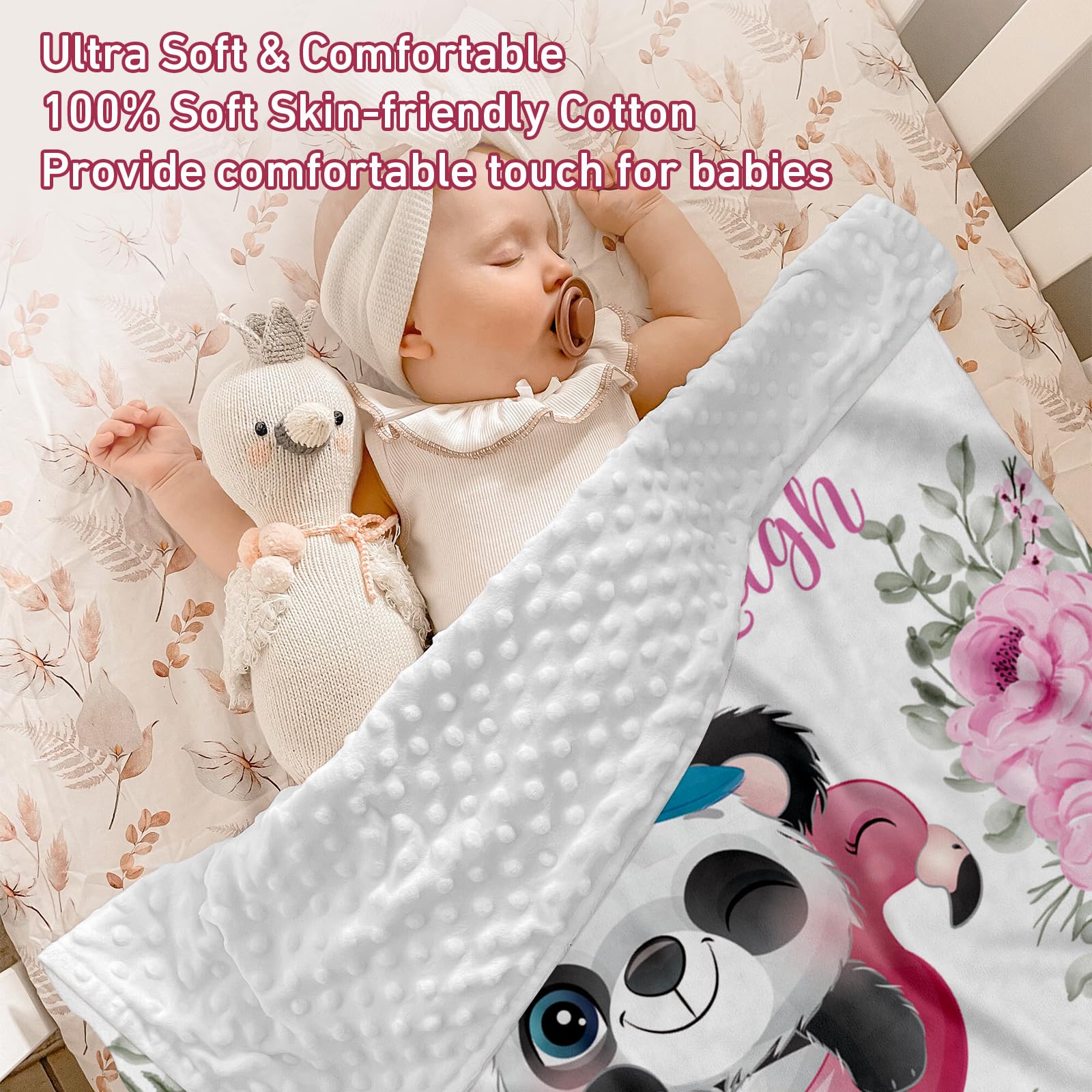 Personalized Baby Blanket With Name - Flannel Swaddle Blanket For Boys & Girls | Custom Gift For Newborns