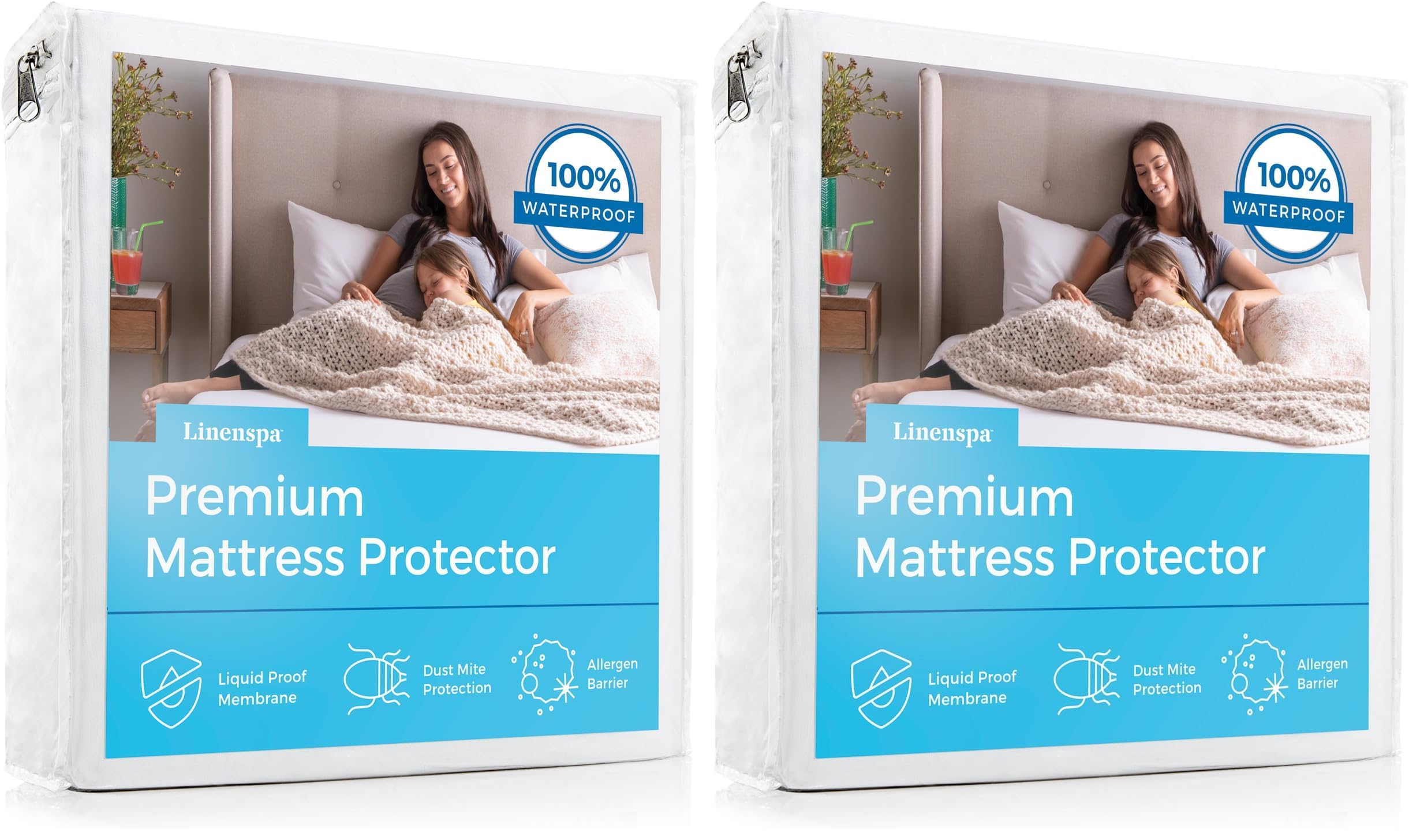Linenspa Waterproof Mattress Protector — 2-Pack, Twin