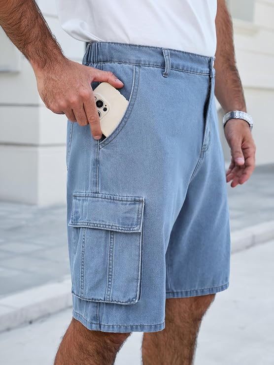 Baggy Cargo Jean Shorts for Mens Y2K Denim Jorts
